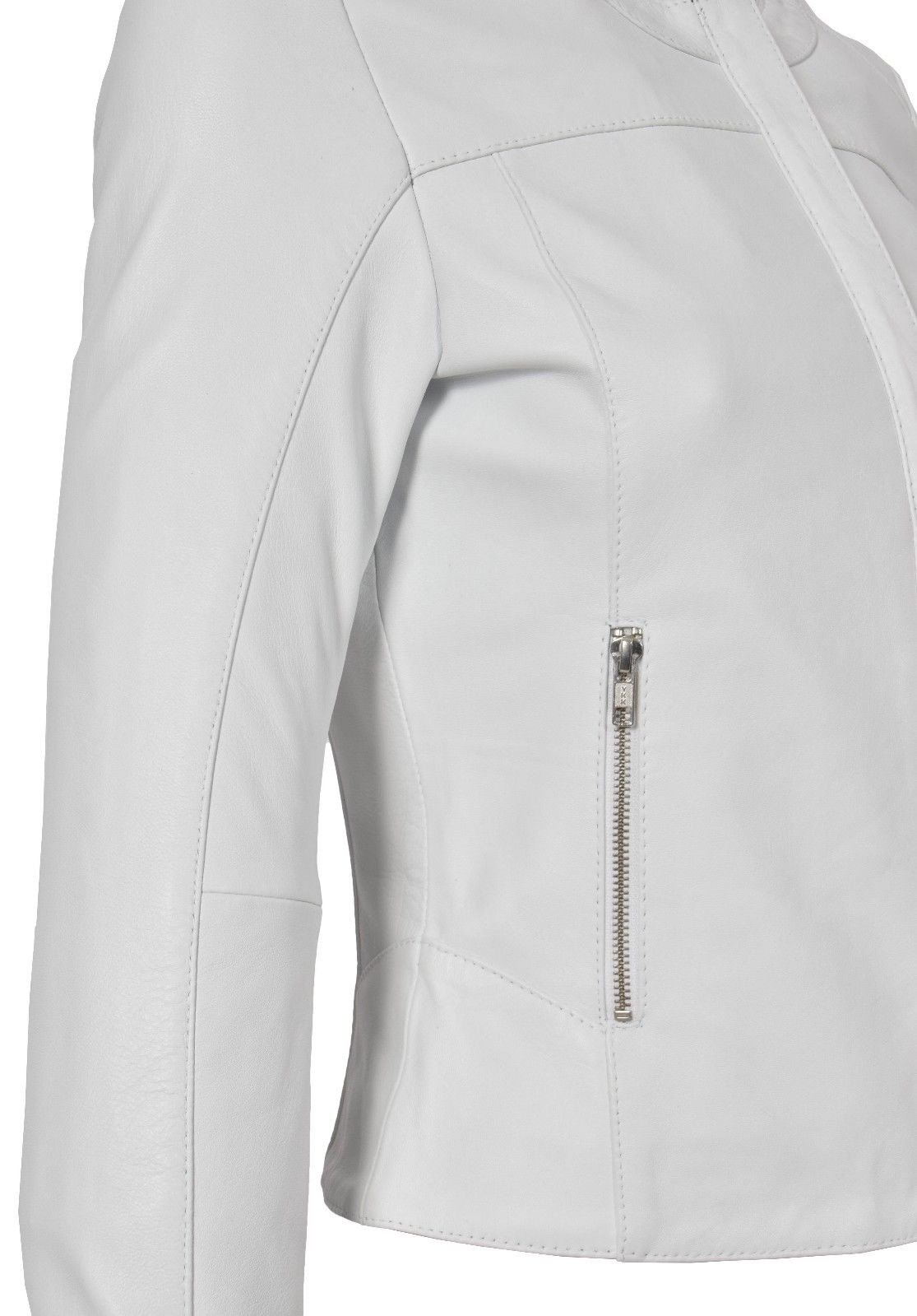 Women's Real Leather Motorcycle Jacket - Quilted Bomber Biker Jacket for Women, Stylish White Outerwear - Perfect for Riding, Casual Wear & Fashion Outfits