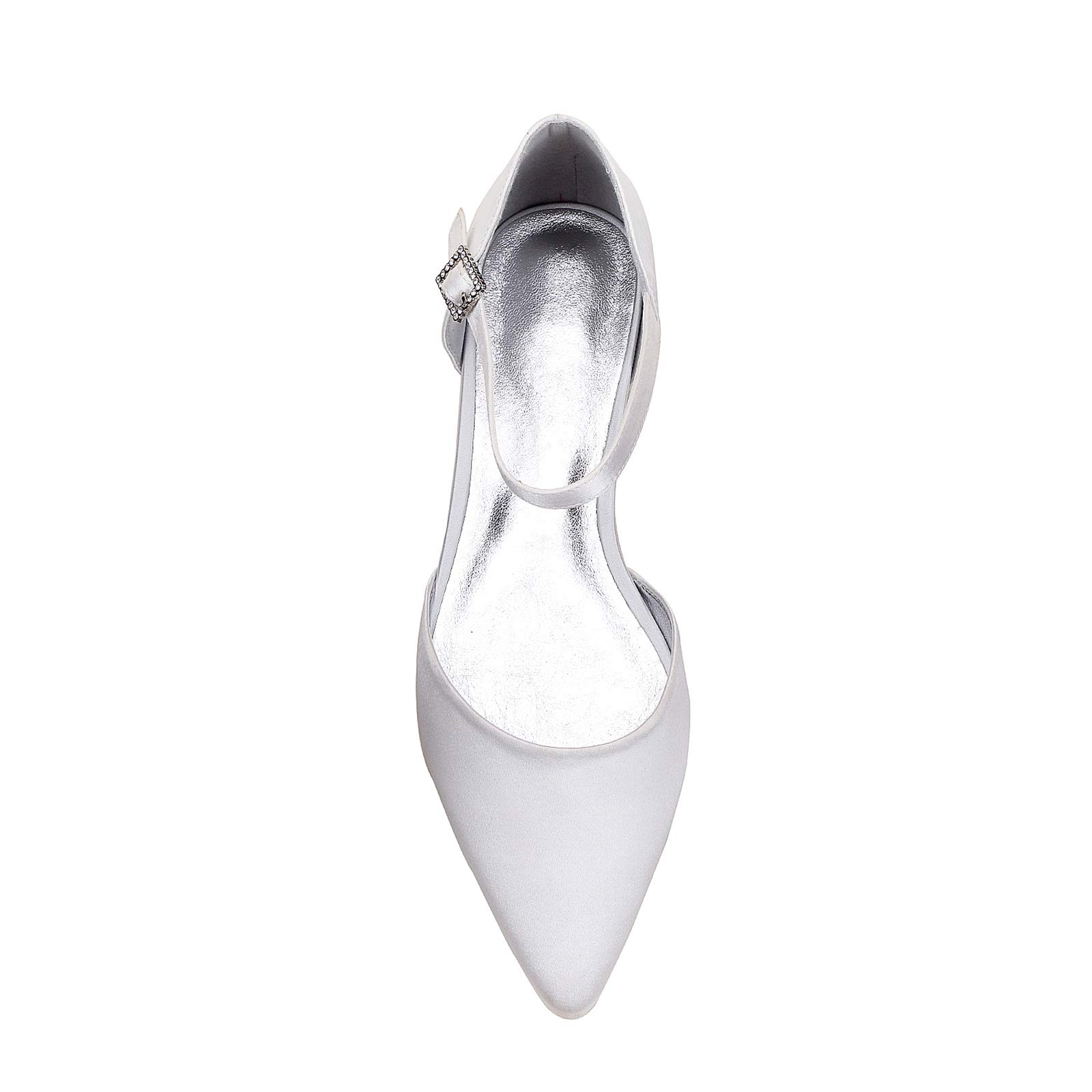 Elegant Women's Wedding Shoes Pointed Toe Flat with Ankle Strap - Perfect for Bridal Party, Ballerina Dance & Formal Occasions