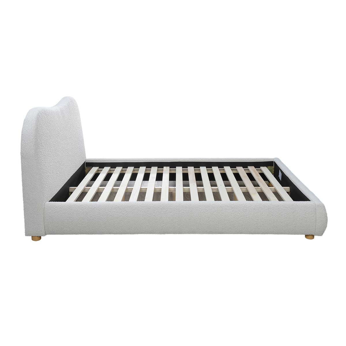 Cloud Boucle King Bed Frame - Oak Finish with Cream Upholstery | Modern Bedroom Furniture for Luxurious Comfort & Style