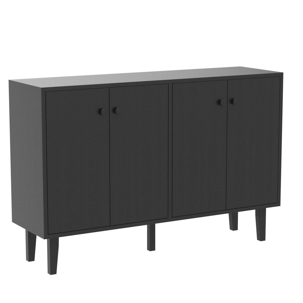 Panana Sideboard Buffet Cabinet - 4 Door Kitchen Storage & Living Room Console Table in Black | Perfect for Dining Room Organization & Entryway Decor