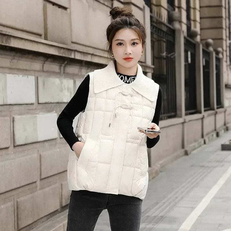 2024 New Fashion Women's Winter Tank Top Collarless Short Sleeve Vest Jacket - Stylish Waistcoat Outerwear for Casual Wear, Office & Date Night Outfits