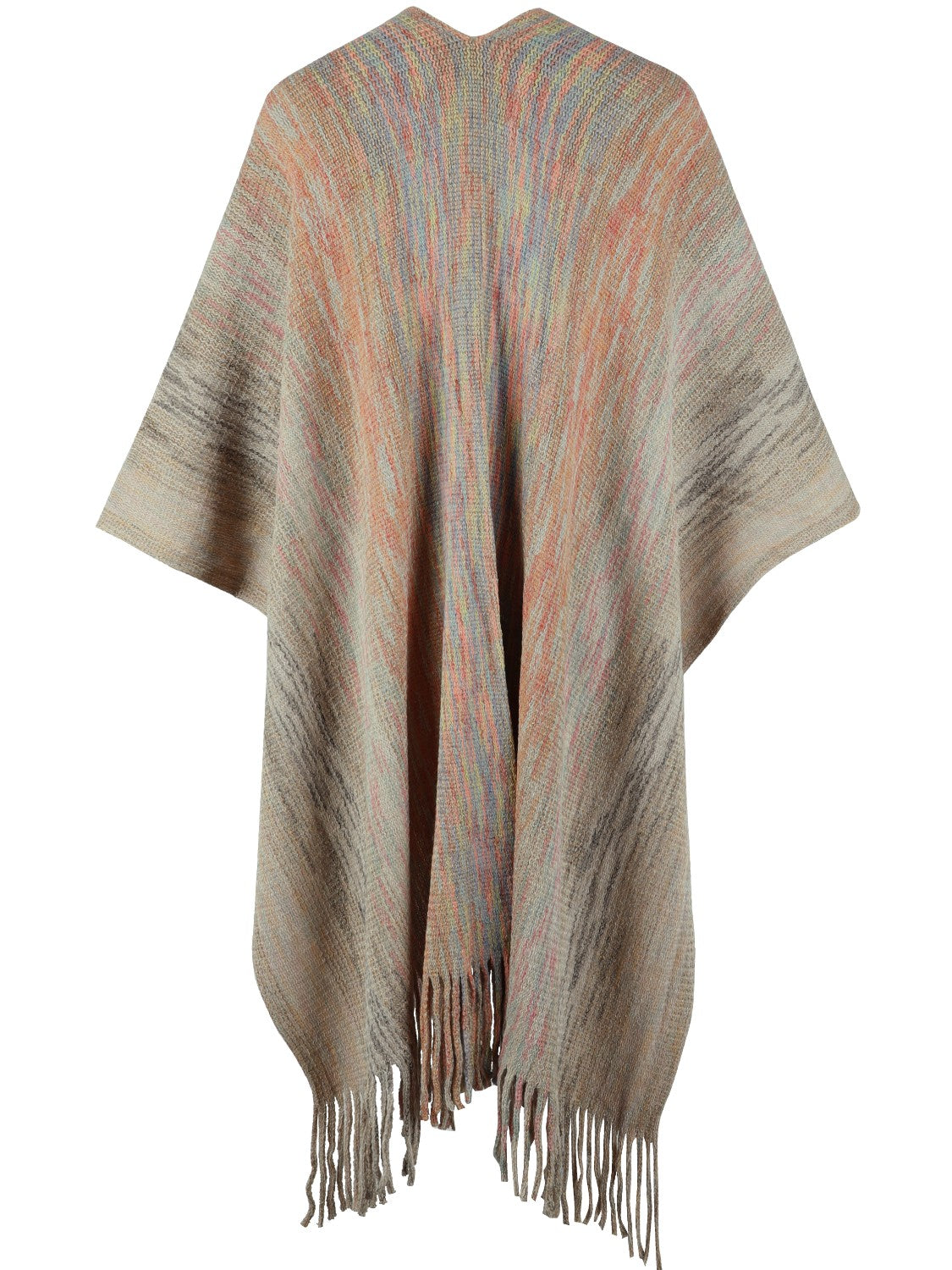 Cozy Heathered Fringe Hem Poncho - Soft Knit Wrap Shawl for Women | Perfect for Fall Layering, Outdoor Adventures & Boho Fashion