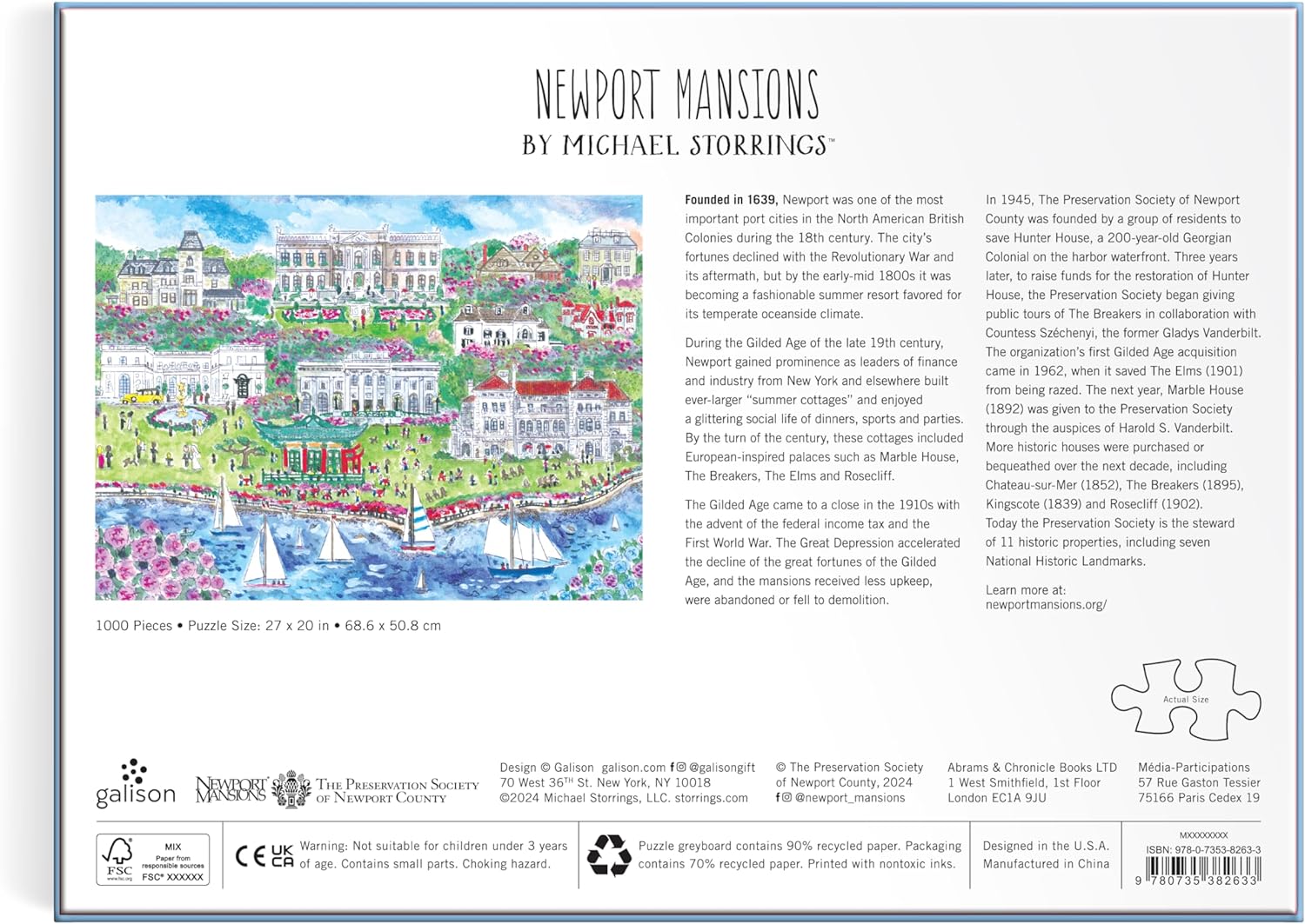Newport Mansions 1000-Piece Jigsaw Puzzle | Historic Architecture Puzzle for Adults & Teens | Perfect for Family Game Night & Relaxation