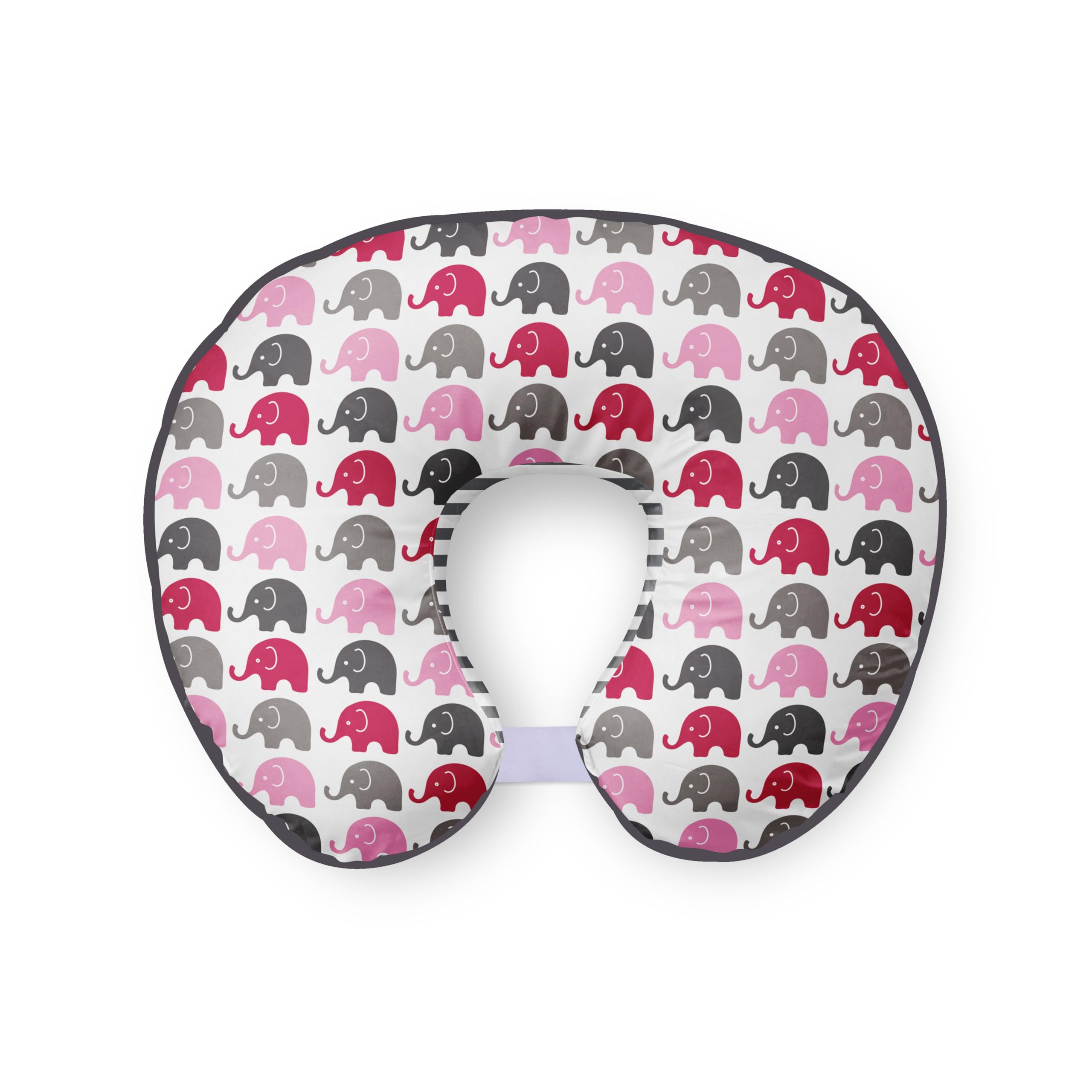 Bacati Ultra-Soft 100% Cotton Nursing Pillow Cover - Pink/Grey Two-Sided Design, Fits All Hugster Nursing Pillows & Positioners | Perfect for Breastfeeding, Baby Support & Comfortable Lounging