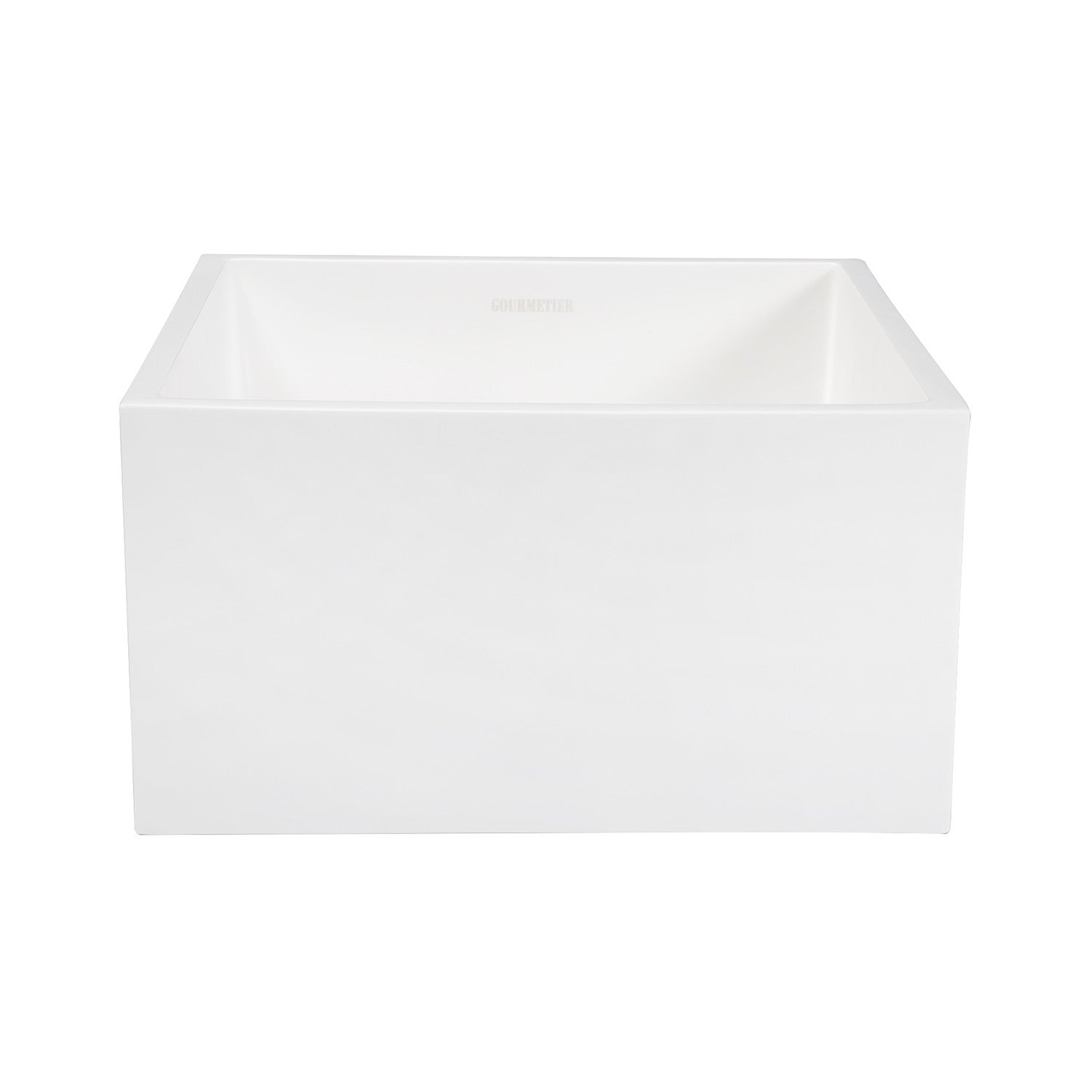 Arcticstone GKUSA15158 15 Inch White Farmhouse Kitchen Sink - Solid Surface Apron Front Single Bowl Bar Prep Sink with Strainer, Matte White - Perfect for Modern Farmhouse & Rustic Kitchen Designs
