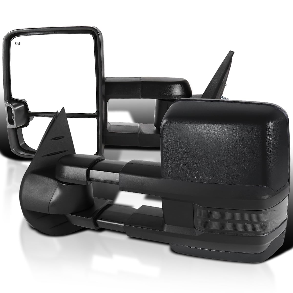 Spec-D Tuning Power Heated Towing Mirrors with LED Turn Signals - Compatible with 2007-2013 Chevy Silverado & GMC Sierra 1500/2500HD/3500HD (Left & Right Pair) - Perfect for Towing, Off-Roading & Enhanced Night Visibility