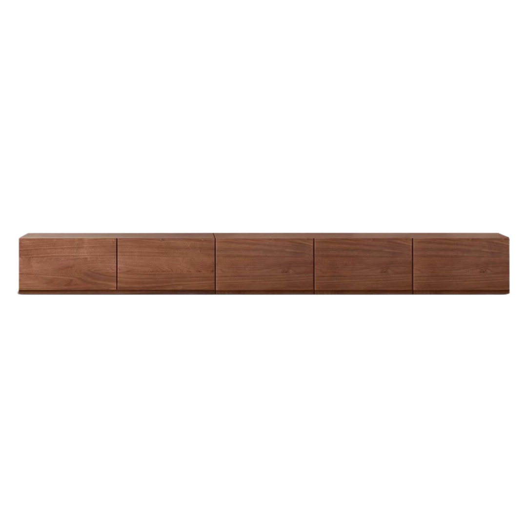Premium Black Walnut & Ash Solid Wood TV Stand with Floor Splicing Design - Perfect for Living Room, Home Theater & Entertainment Center Setup