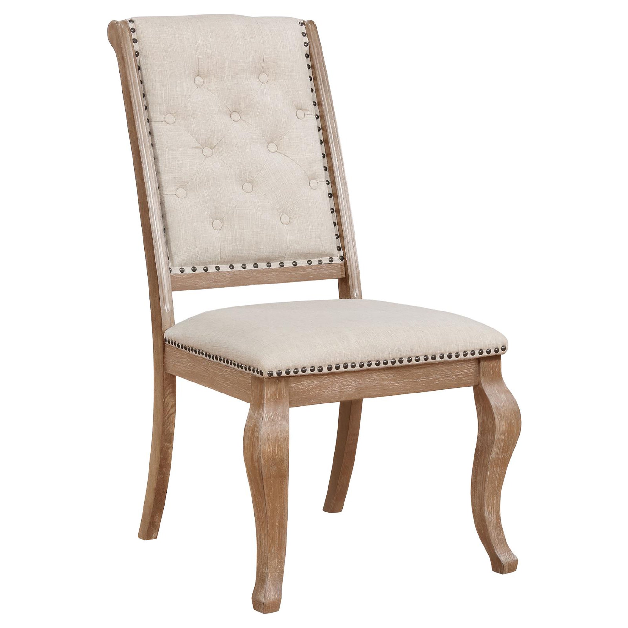 Brown Tufted Back Dining Chairs Set of 2 - Cream & Barley Upholstered Kitchen Chairs for Dining Room, Breakfast Nook or Home Office