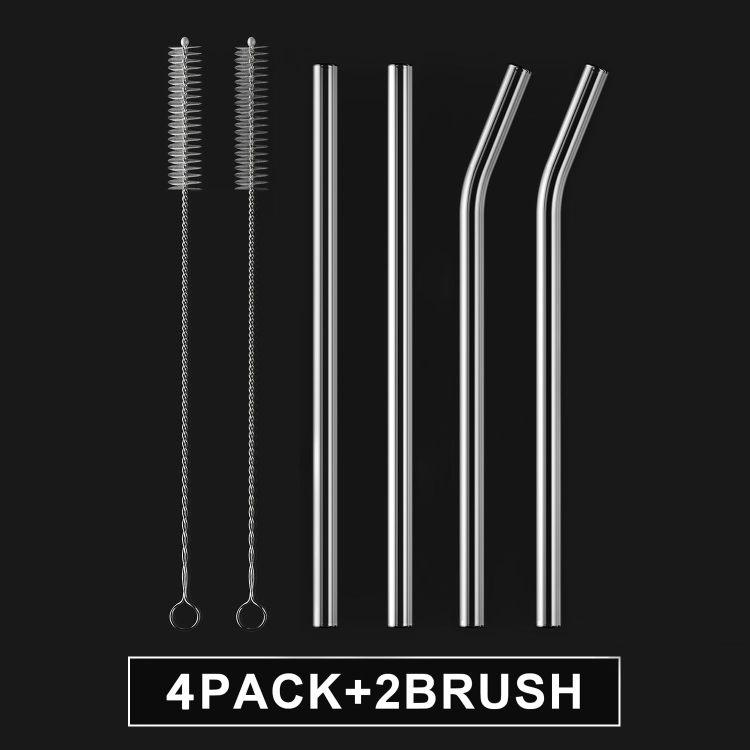 4-Pack Reusable Glass Straws 8.5