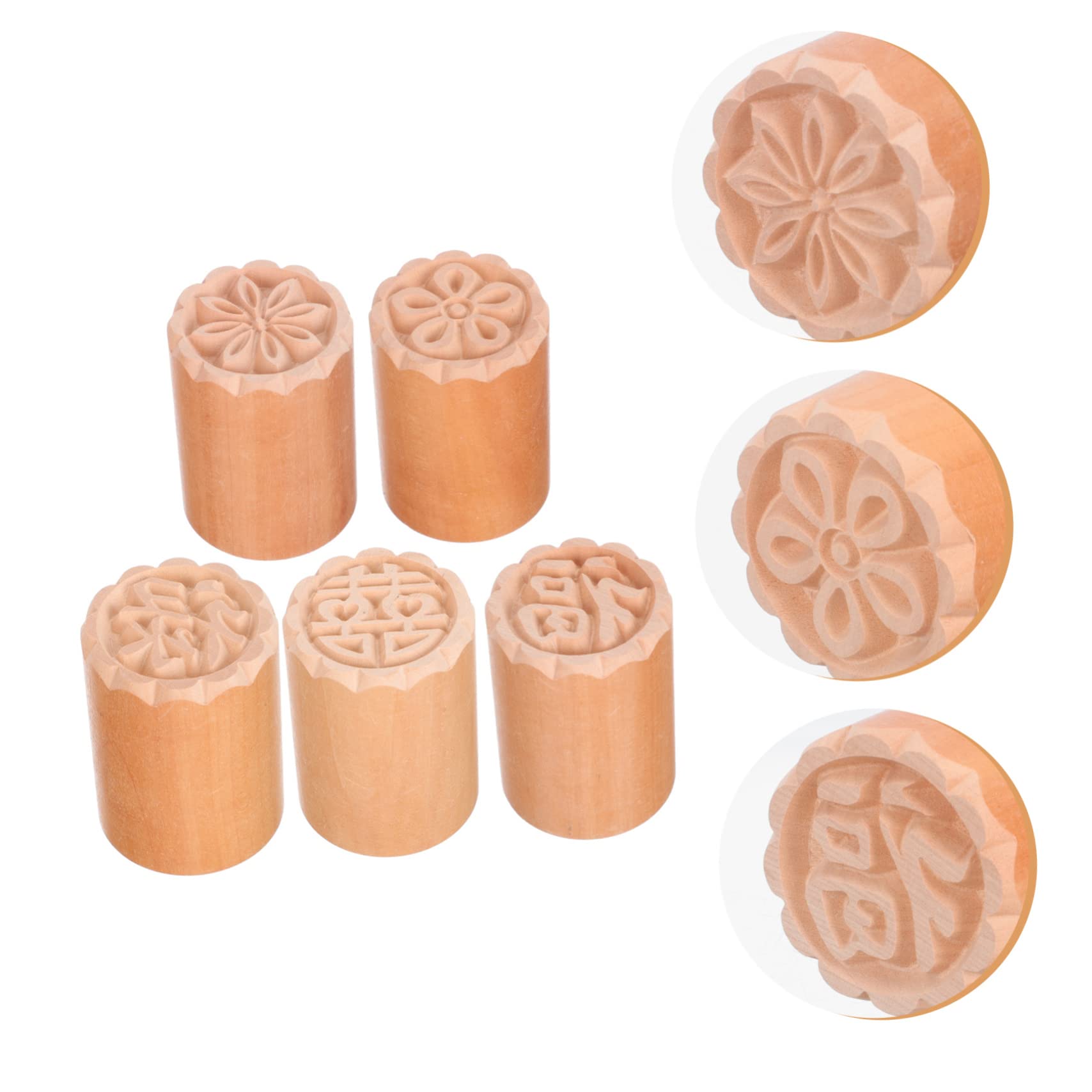 Japanese Sushi Stamp Chocolate Candy Molds - 5pcs Wooden Cookie Cutters for DIY Dessert Decorating, Biscuit Printing, Moon Cake Making - Perfect for Sushi-Themed Parties, Baking Gifts & Asian Dessert Crafts