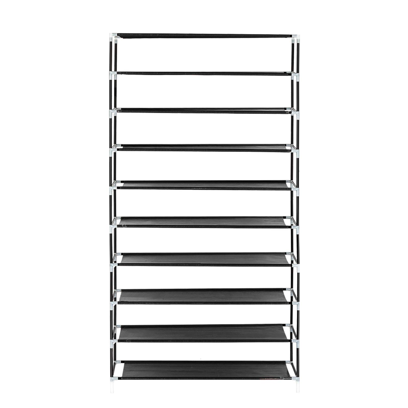 10-Tier Shoe Rack with Dustproof Cover - Space Saving Closet Shoe Storage Cabinet Organizer Holds 45 Pairs - Portable Shoe Shelf for Bedroom, Entryway & Closet Organization (Black)