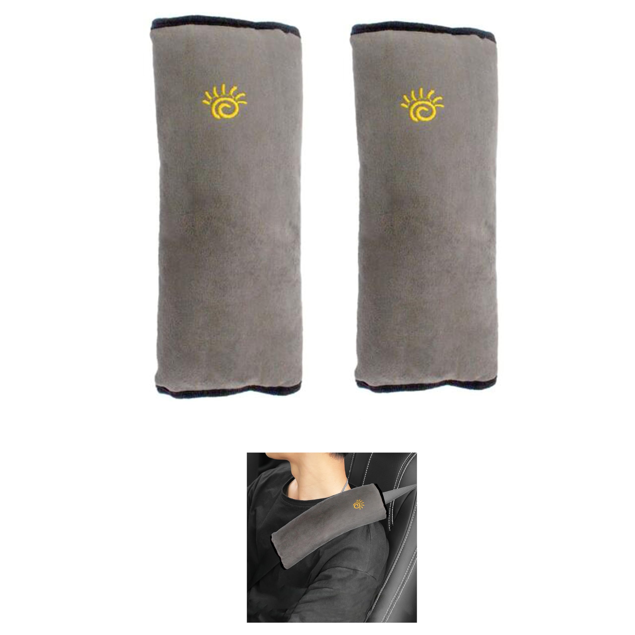 2 Pack Car Seat Belt Pillow - Comfortable Shoulder Pad for Safety Belts, Neck & Head Support - Travel Pillow for Long Drives & Commuting (Grey) - Perfect for Road Trips, Daily Commutes & Comfortable Car Rides
