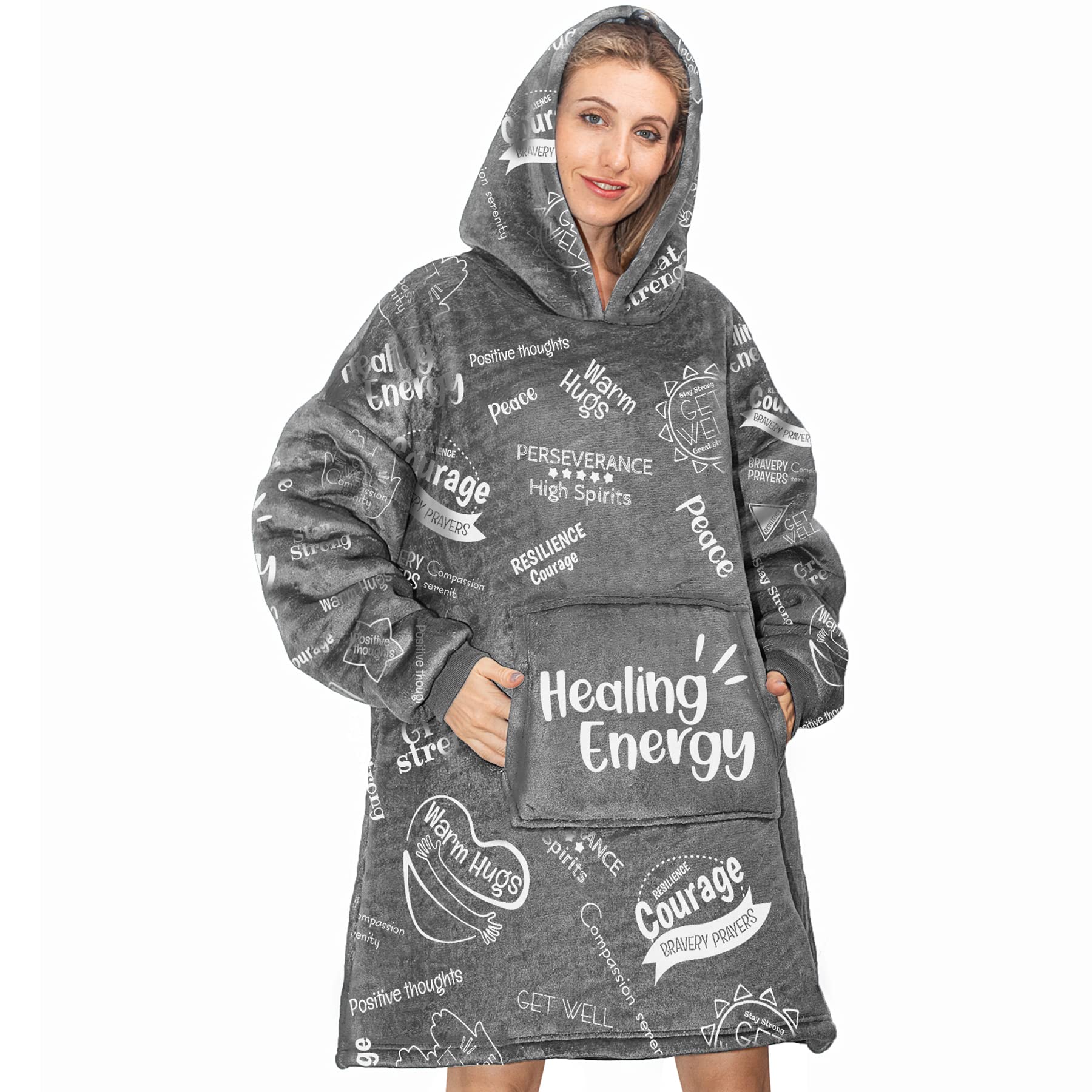 Beasio Wearable Blanket - Ultra Soft Fleece Hoodie Blanket with Pockets for Adults, Cozy Warm Hugs Gift for Women & Men, Perfect for Lounging, Netflix Nights & Winter Comfort (Gray)