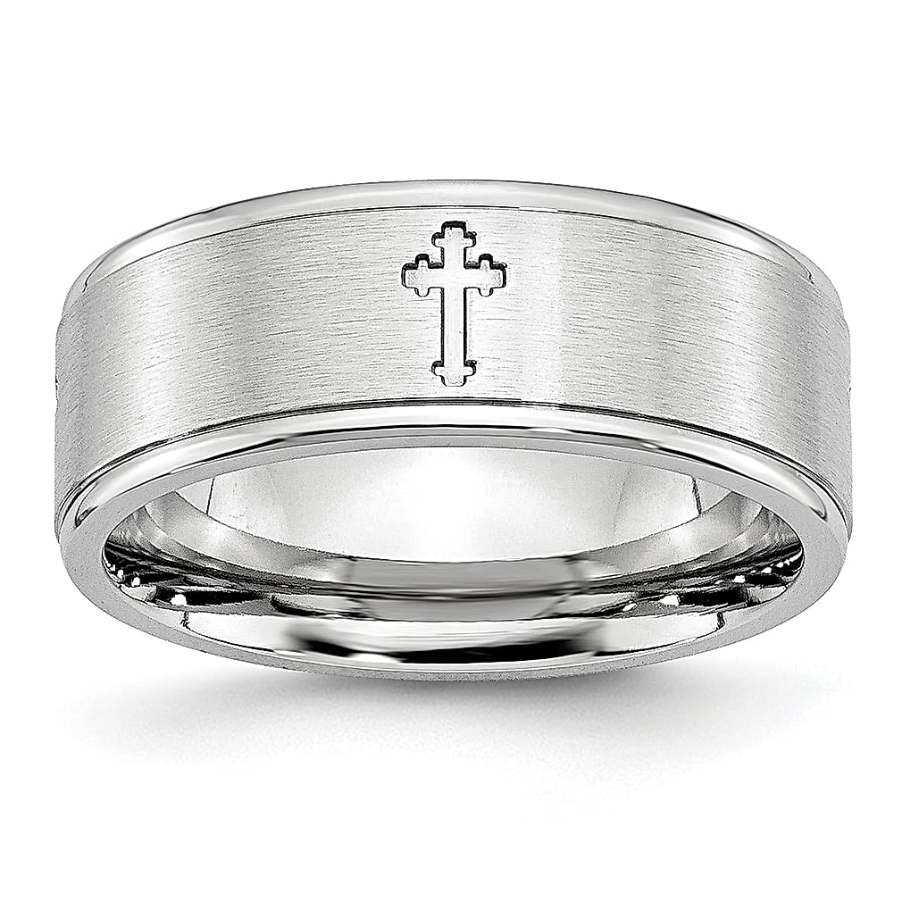 Cobalt Blue 8mm Ridged Edge Wedding Band Ring for Women - Religious Fashion Jewelry, Perfect Gift for Her - Ideal for Weddings, Anniversaries & Special Occasions