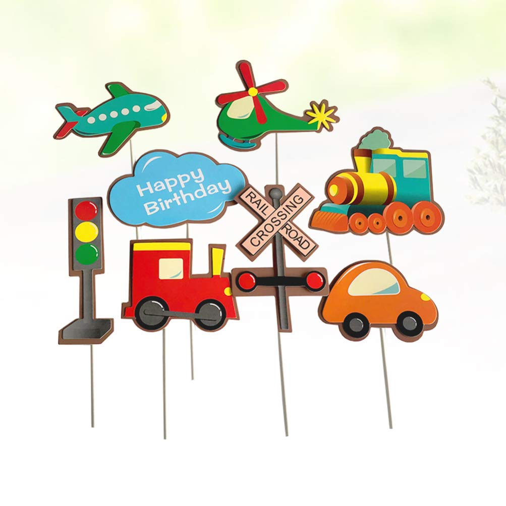 PRETYZOOM 32pcs Train Themed Cake Toppers - Transportation Birthday Party Decorations for Kids, Car & Train Cake Decor - Perfect for Birthday Cakes, Cupcakes, and Dessert Table Displays