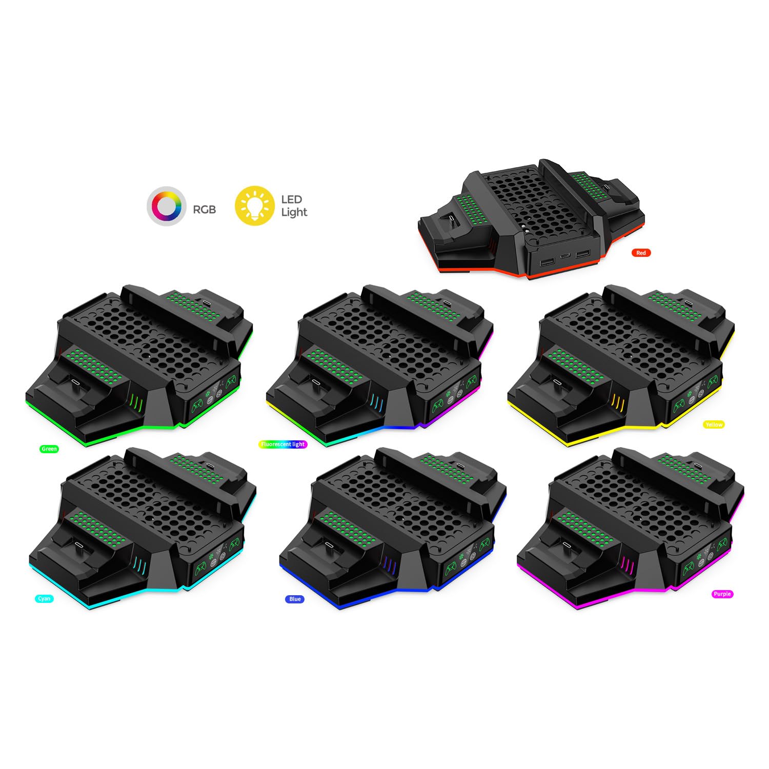Xbox Series S Cooling Stand & Charging Station with RGB Lights - Dual Controller Charger, Cooling Fan Accessory & 2 Rechargeable Battery Packs (Black) - Perfect for Gaming Sessions & Console Protection