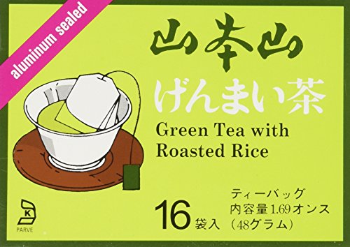 Yamamotoyama Genmai Cha Brown Rice Tea - 16 Tea Bags | Organic Japanese Green Tea with Roasted Rice | Perfect for Relaxation & Wellness