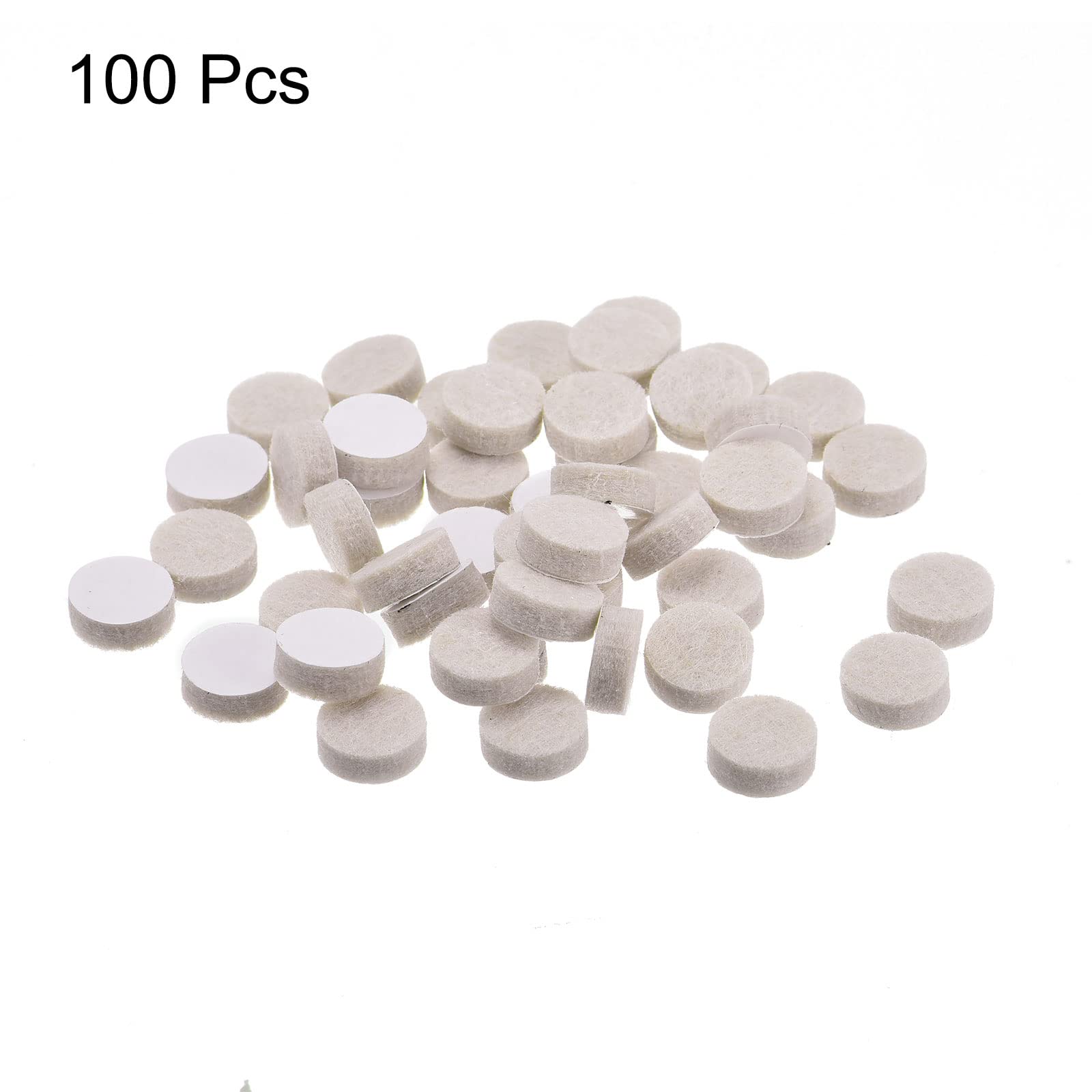 uxcell 12mm Self-Adhesive Felt Furniture Pads - 100 Pack Non-Slip Round Floor Protectors for Cabinets, Chairs & Tables | Scratch Protection & Noise Reduction for Hardwood Floors