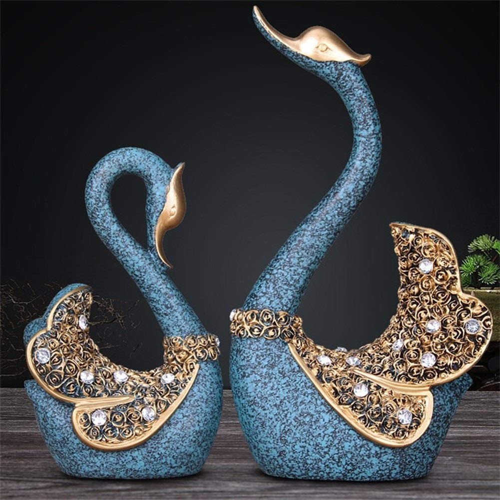 Elegant Blue Resin Swan Figurines - Romantic Couple Statue for Christmas, Birthday & Wedding Gifts | Bedroom Decor, Garden Sculpture & Home Accessories | Perfect for Anniversary Presents, Table Centerpieces & Outdoor Decorations