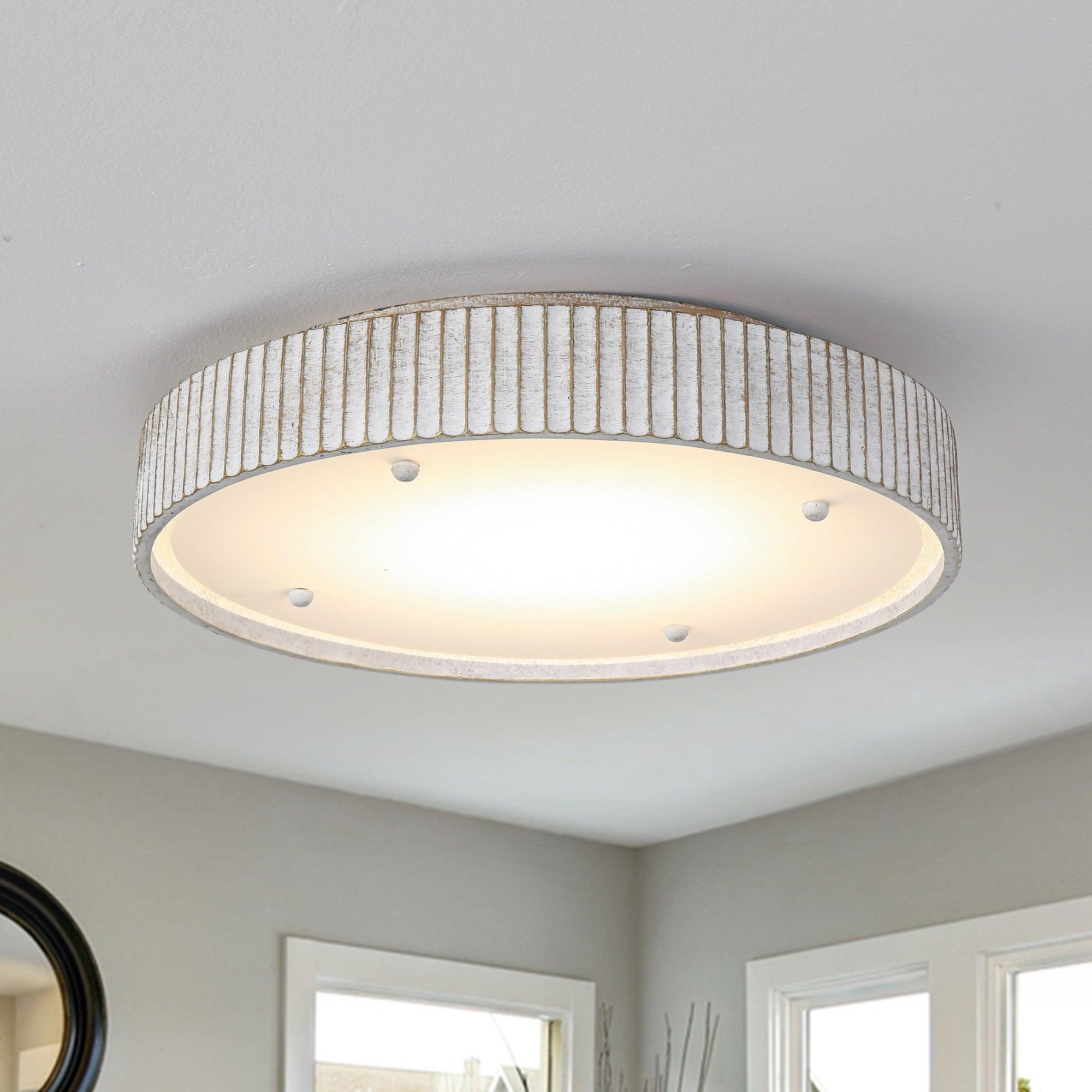 18 Inch White Modern Flush Mount LED Ceiling Light - Energy Efficient Dimmable Lighting for Bedroom, Kitchen, Hallway & Living Room