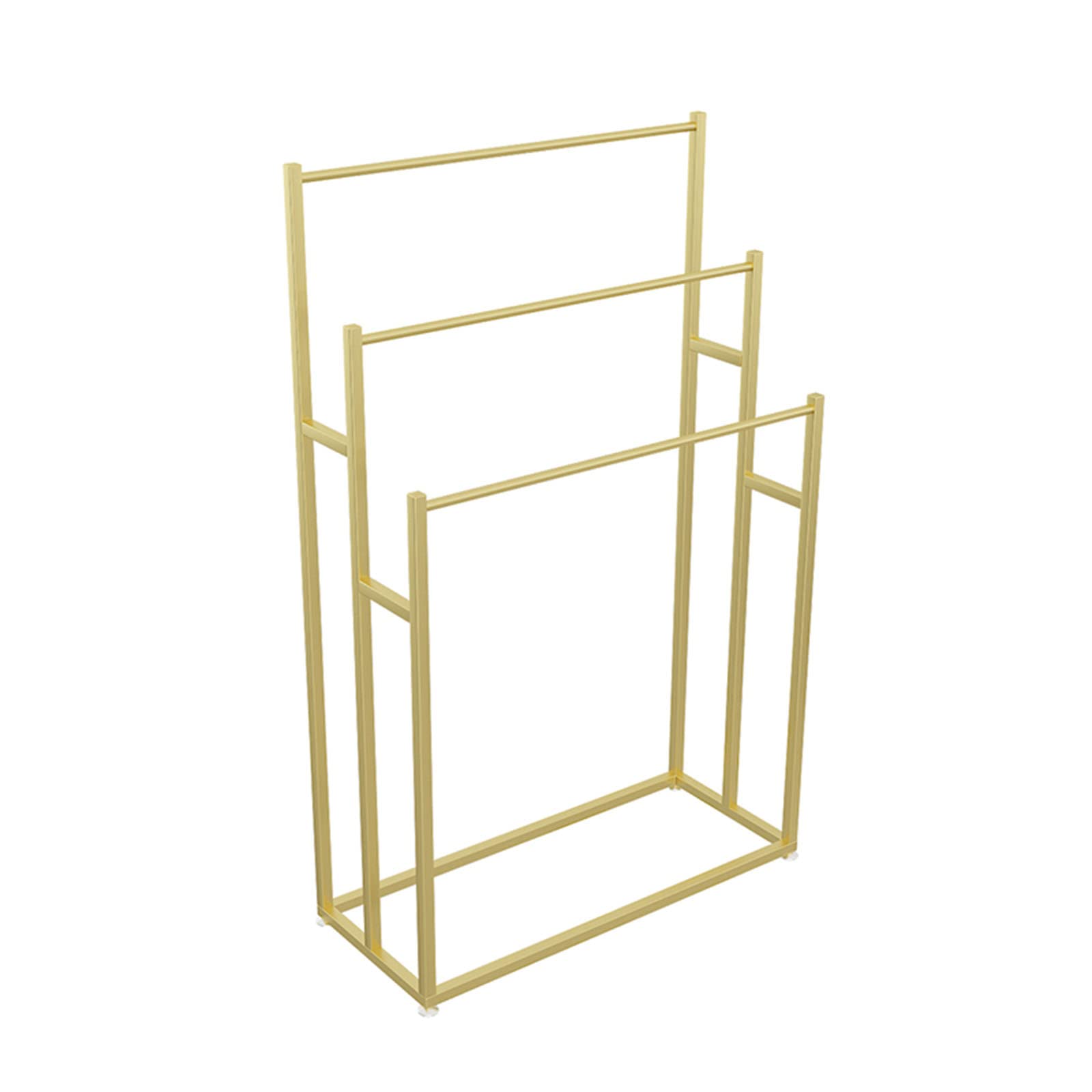 HODERDS 3-Tier Floor Standing Towel Rack - Space Saving Vertical Bathroom Organizer with Large Capacity - Golden Metal Towel Holder for Bathroom, Laundry Room & Spa Decor