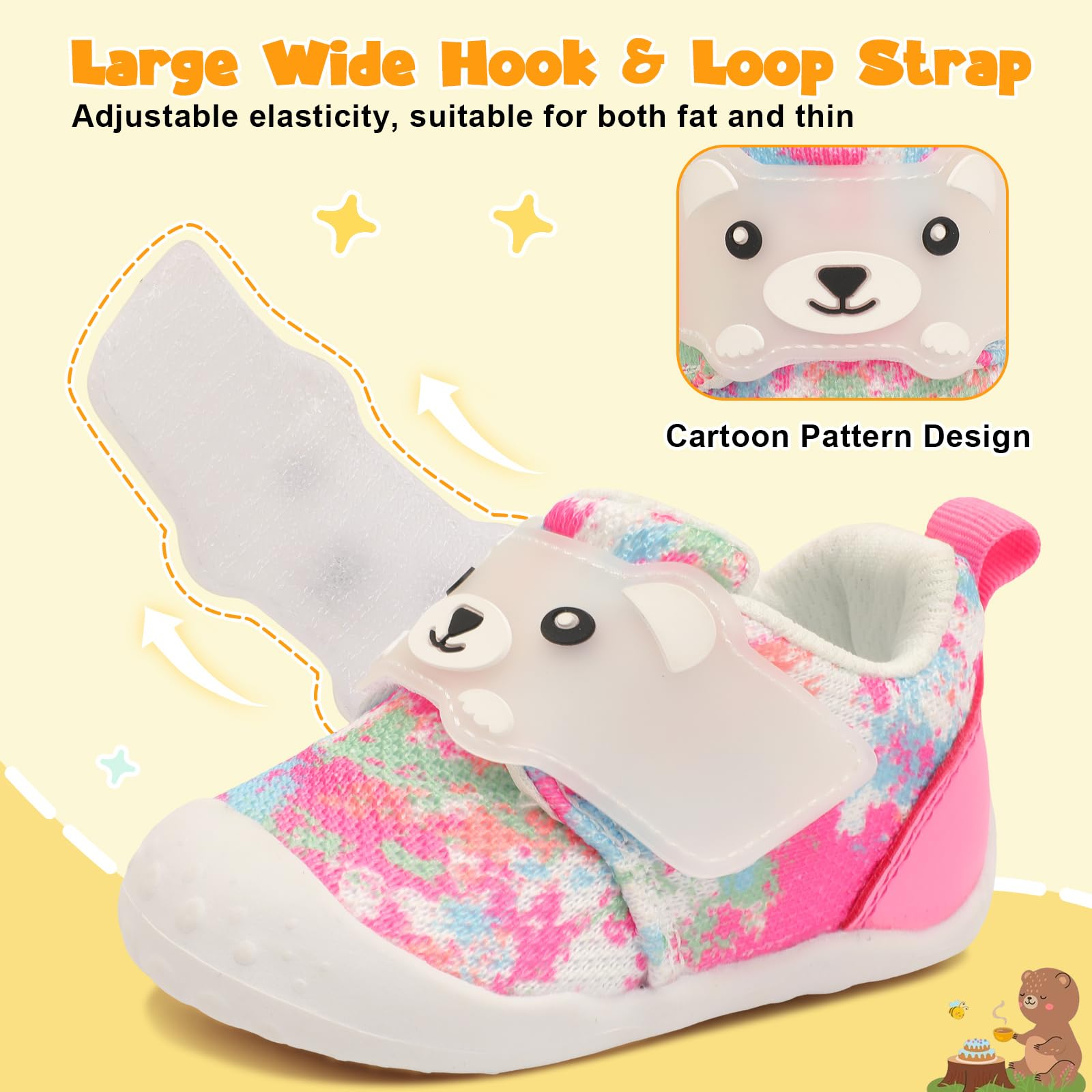 FEETCITY Breathable Baby Walking Shoes for Boys & Girls - Wide Toddler Sneakers, Slip-On Barefoot Crib Shoes for Infants | Perfect for Indoor Play, Outdoor Walks & First Steps