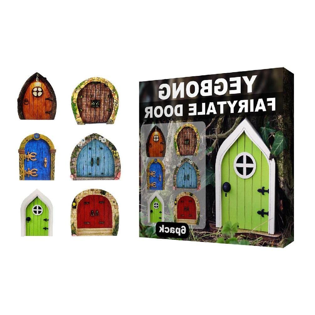 6-Piece Wooden Fairy Garden Door Set - Miniature Landscape Gate for DIY Fairy Gardens - Perfect for Home Decor, Fairy Houses, and Outdoor Garden Scenes