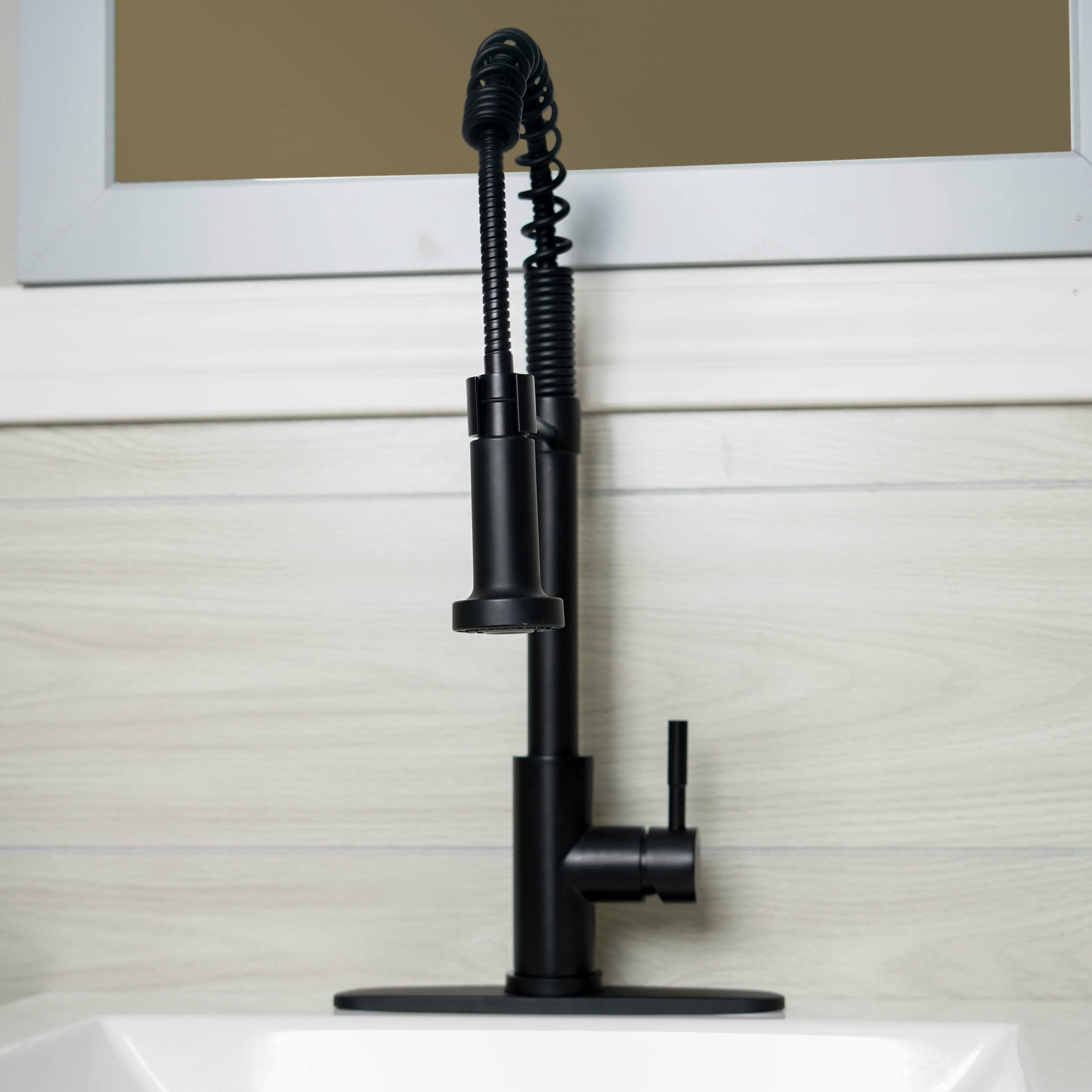 Empire Faucet Black Brushed Nickel Pull Down Sprayer Kitchen Sink Faucet with Optional Deck Plate - Modern Water Saving Design for Cooking, Washing Dishes & Food Prep