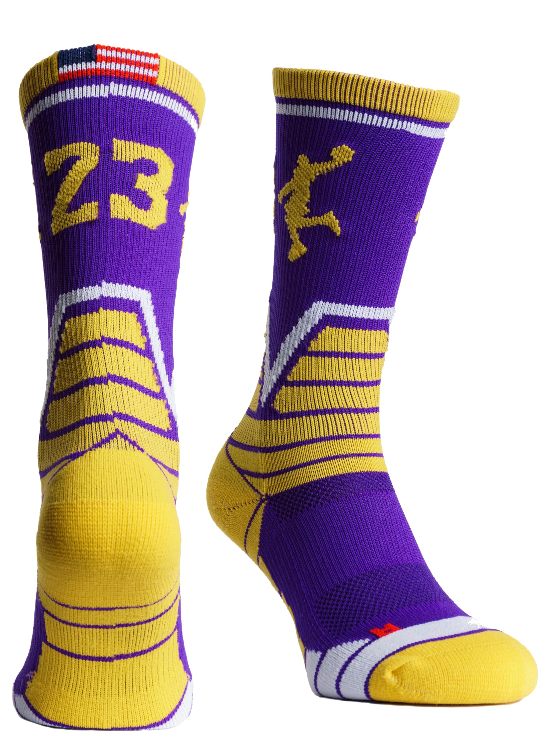 **Youth Boys Basketball Socks - High-Performance Athletic Crew Socks with Compression Basketball Arm Sleeve - Made in USA - Perfect for Games, Training & Sports Enthusiasts**