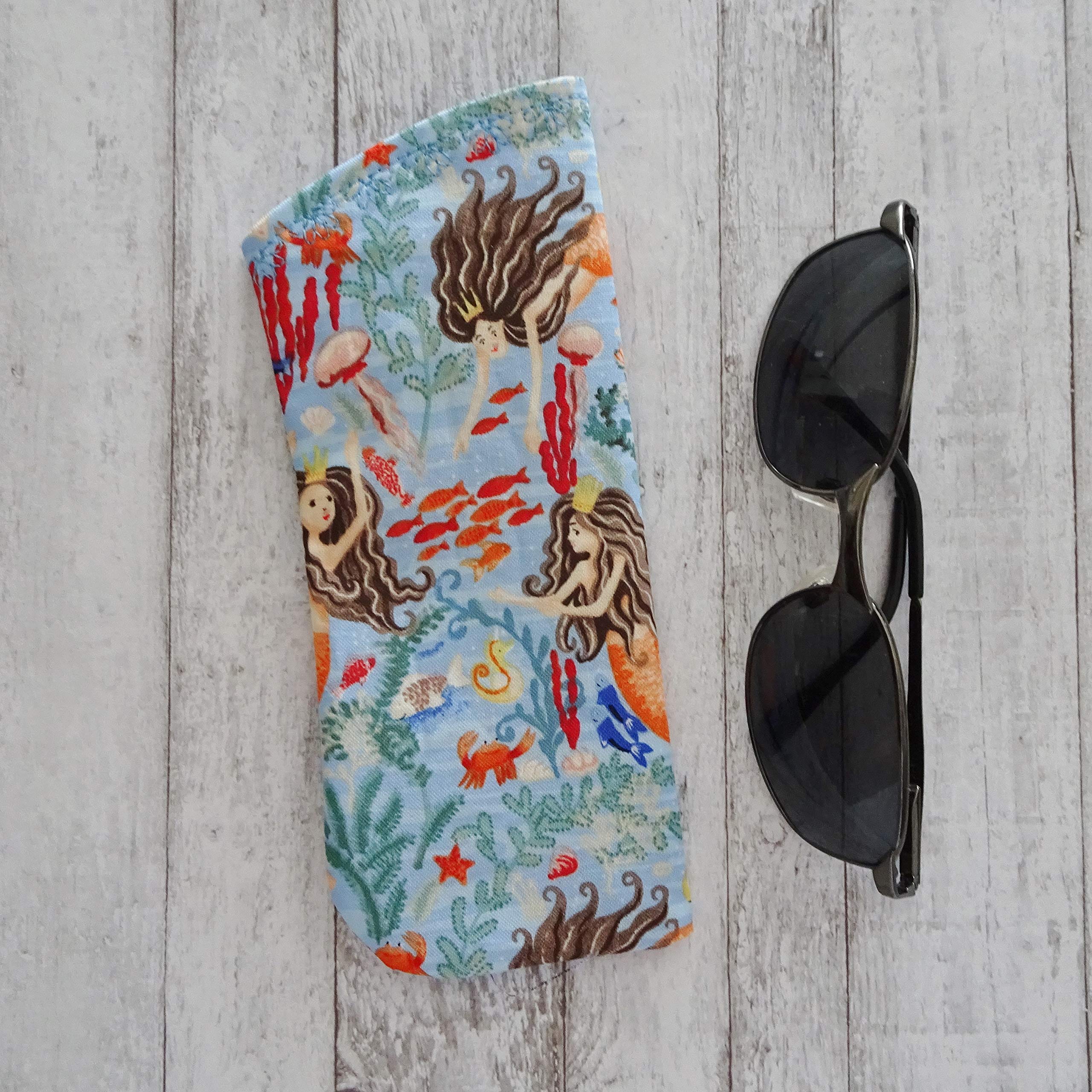 Mermaid Print Eyeglass Case - Soft Fabric Sunglasses Holder for Women & Men | Perfect for Travel, Work & Daily Use