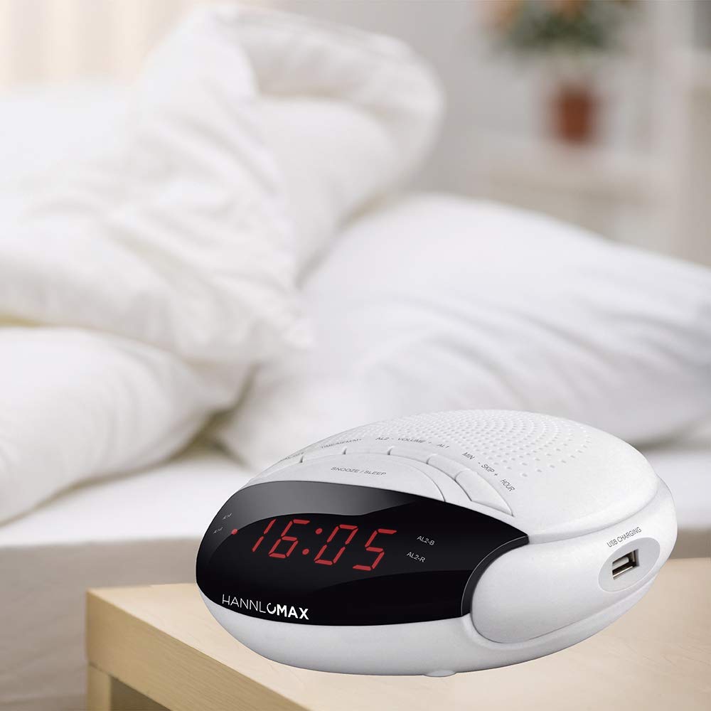 HANNLOMAX HX-200 Digital Alarm Clock Radio with PLL FM Tuner, 6 Preset Stations & Dual Alarm - 0.6