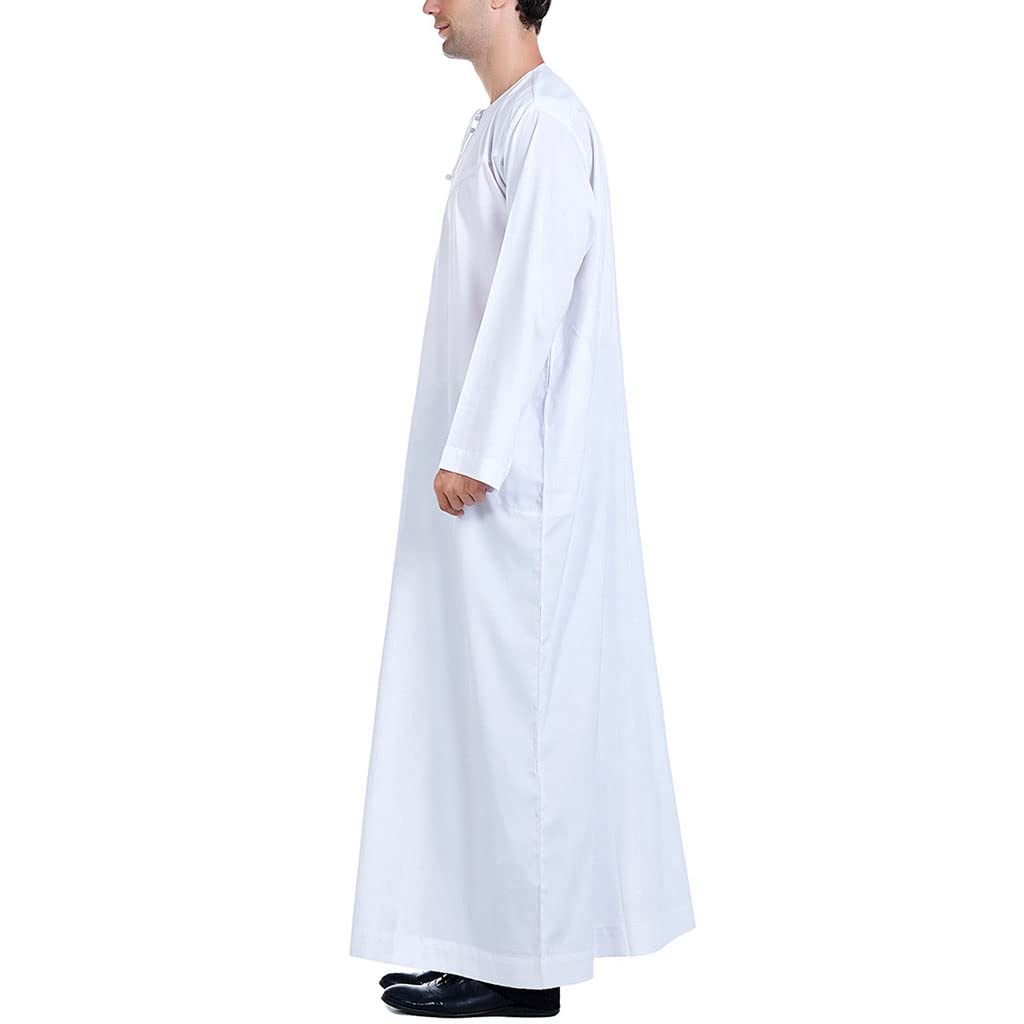 Premium Muslim Men's Thobe - Long Sleeve Islamic Robe Kaftan Abaya Dress for Prayer & Special Occasions | Middle Eastern Saudi Arabian Traditional Clothing for Eid & Daily Wear