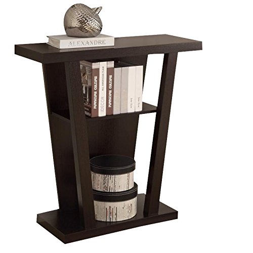 BOWERY HILL 33.75 Inch Modern Wood Console Table with 2 Shelves & Storage Space - Entryway Sofa Table for Living Room, Hallway - Deep Cappuccino Finish (Easy Assembly, Scratch-Resistant Glides)