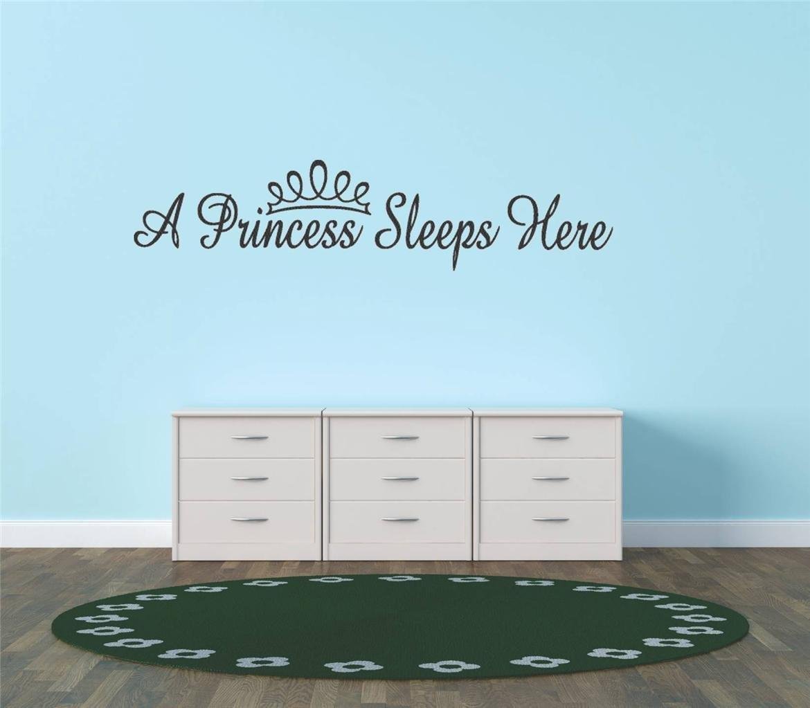 Girls Bedroom Wall Decor - Princess Sleeps Here Wall Stickers for Nursery, Kids Room & Birthday Party Favors (14x27 Inch) - Perfect for Bedroom Makeovers, Baby Showers & Princess Themed Parties