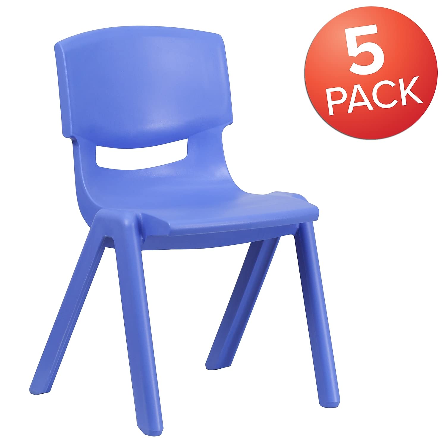 Flash Furniture Whitney 5-Pack Blue Plastic Stacking Chairs - 15.5