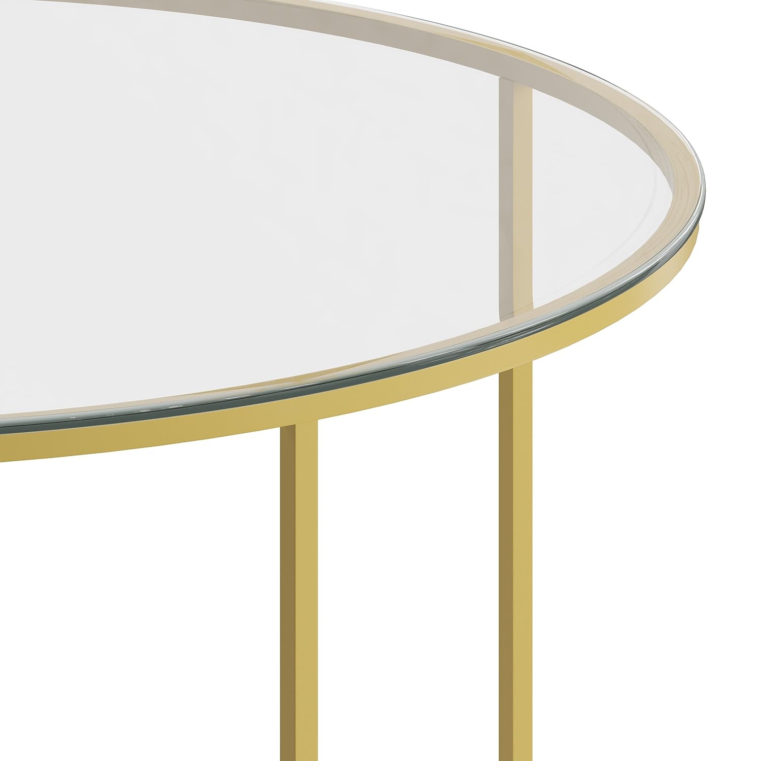 Flash Furniture Greenwich Collection Modern Glass Coffee Table with Brushed Gold Crisscross Frame - Stylish Living Room Centerpiece for Home Decor