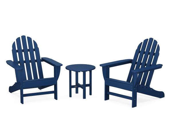Polywood Classic Adirondack 3-Piece Outdoor Furniture Set - Durable All-Weather Patio Chairs for Garden, Poolside & Backyard Relaxation