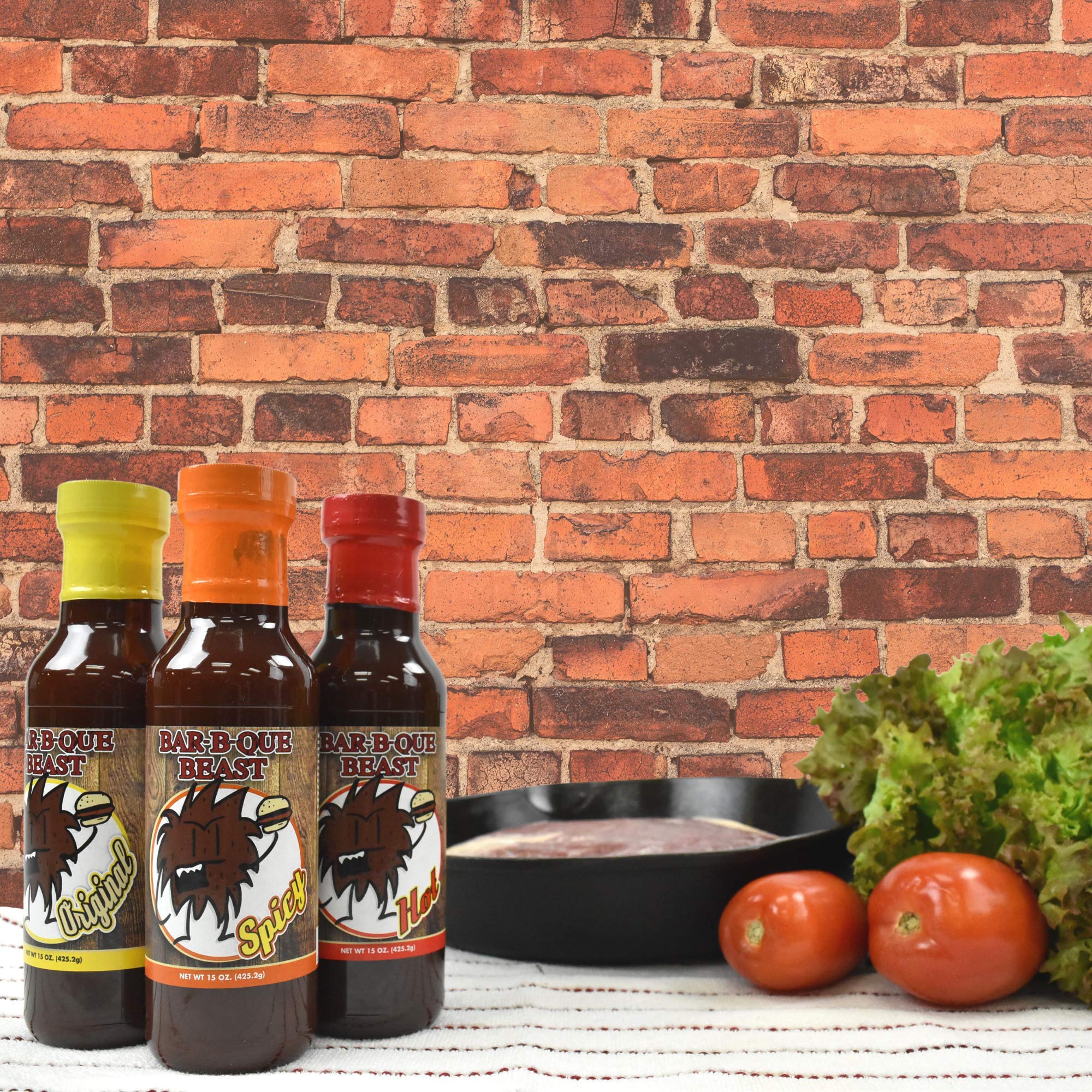 Award-Winning Bar-B-Que Beast BBQ Sauce Variety Pack - Original, Spicy & Hot Flavors (3 x 15oz Bottles) - Perfect for Grilling, Smoking & Backyard BBQs