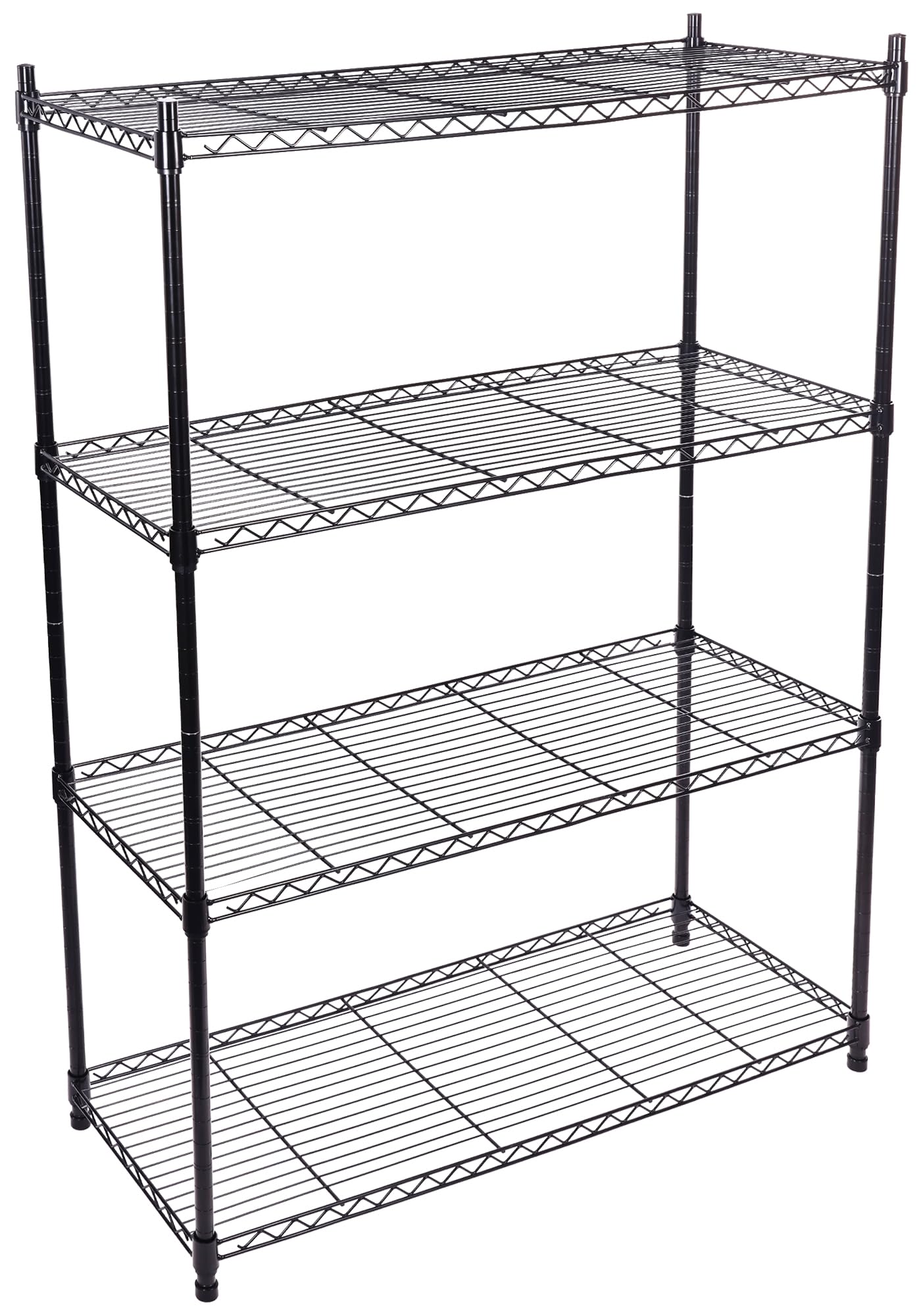 4-Shelf Heavy Duty Adjustable Steel Wire Storage Rack - 350 lbs Capacity per Shelf, Black (35