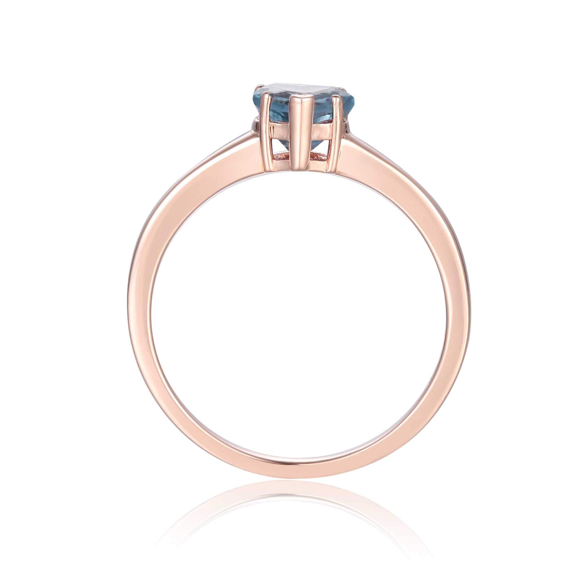 Blue Topaz Solitaire Heart Ring - Elegant Sterling Silver Jewelry for Women, Perfect for Valentine's Day Gifts, Anniversaries & Romantic Occasions