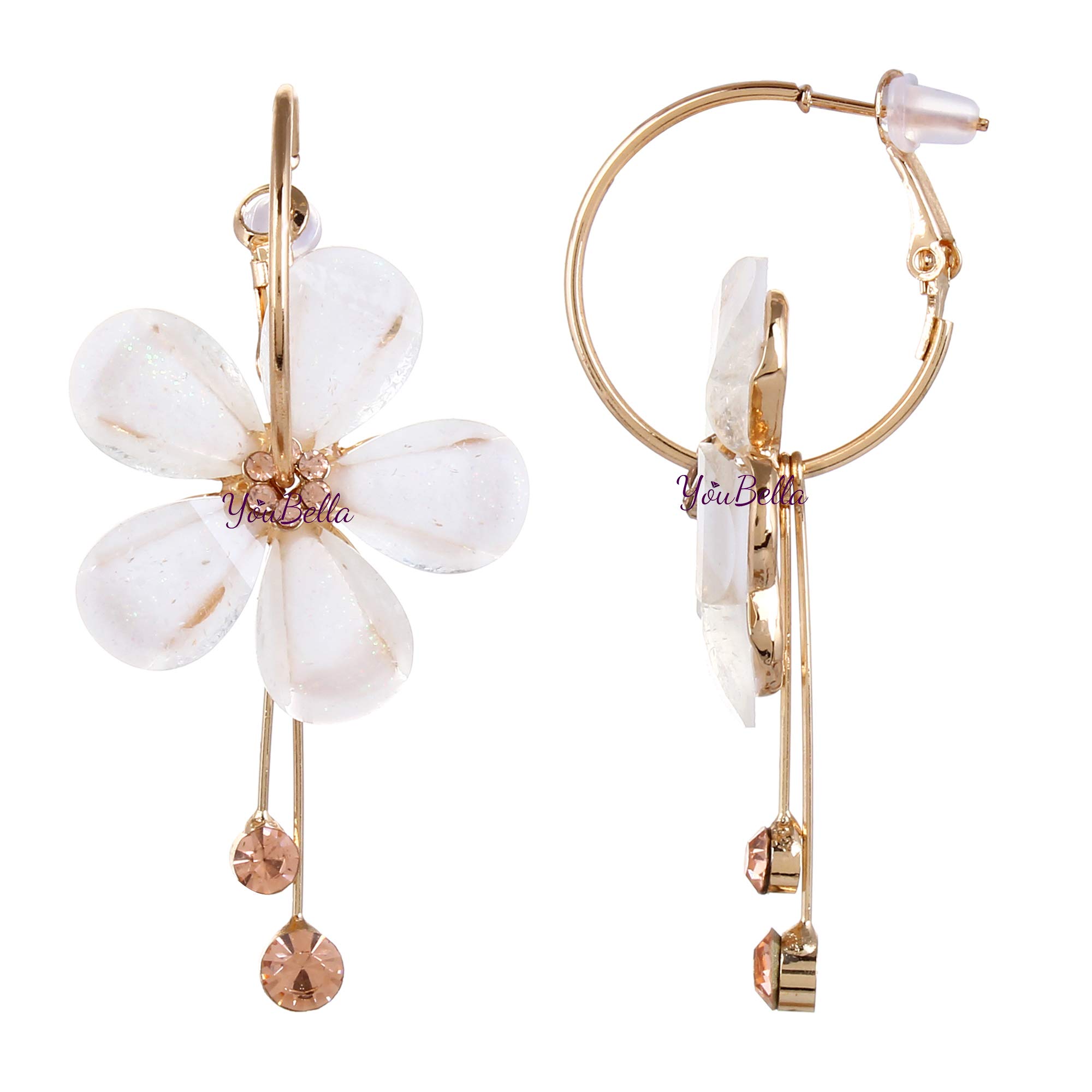 YouBella Gold Plated Floral Earrings for Women & Girls - Elegant Dangle Earrings for Weddings, Parties & Everyday Wear