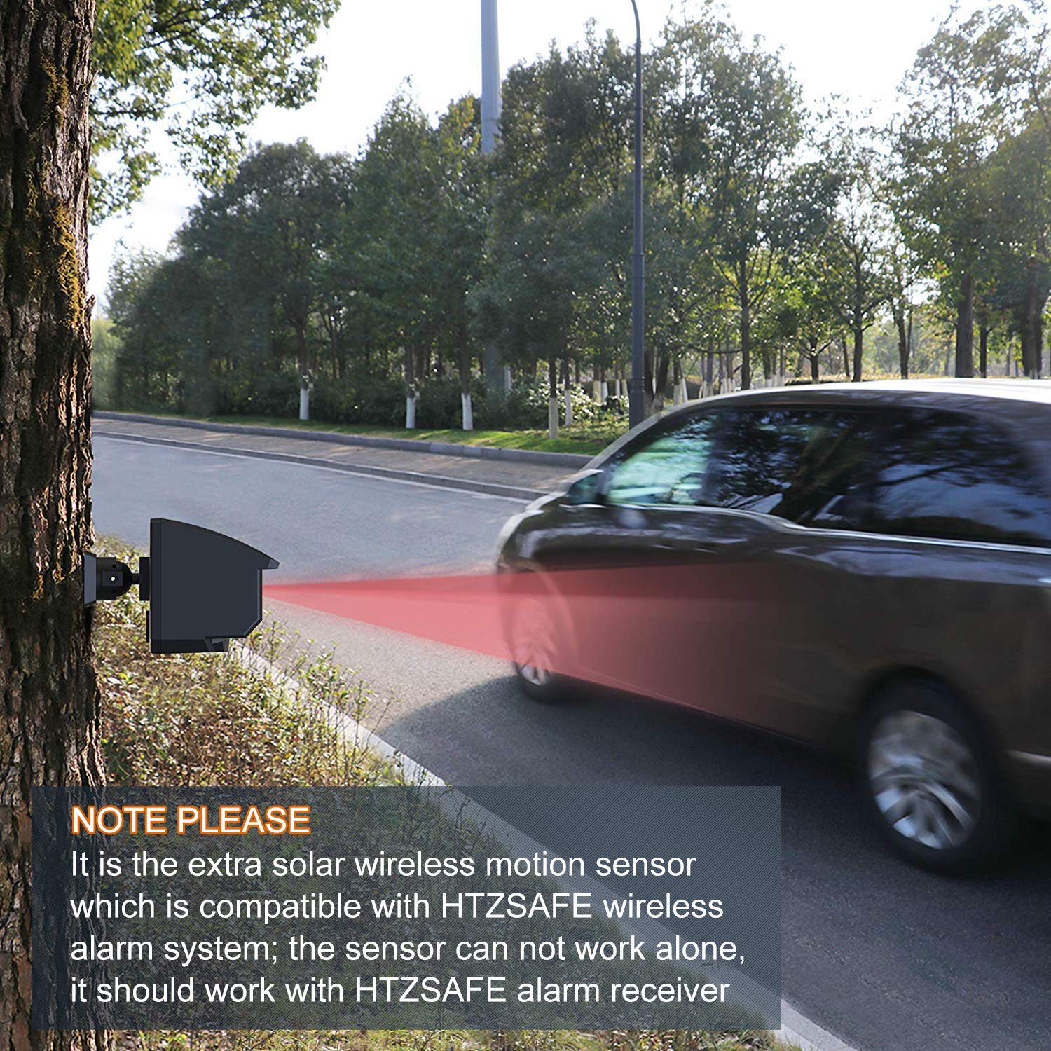 HTZSAFE 1/4 Mile Solar Wireless Weatherproof Outdoor Motion Sensor with Cover - Driveway Alarm System for Home Security, Garden & Property Protection