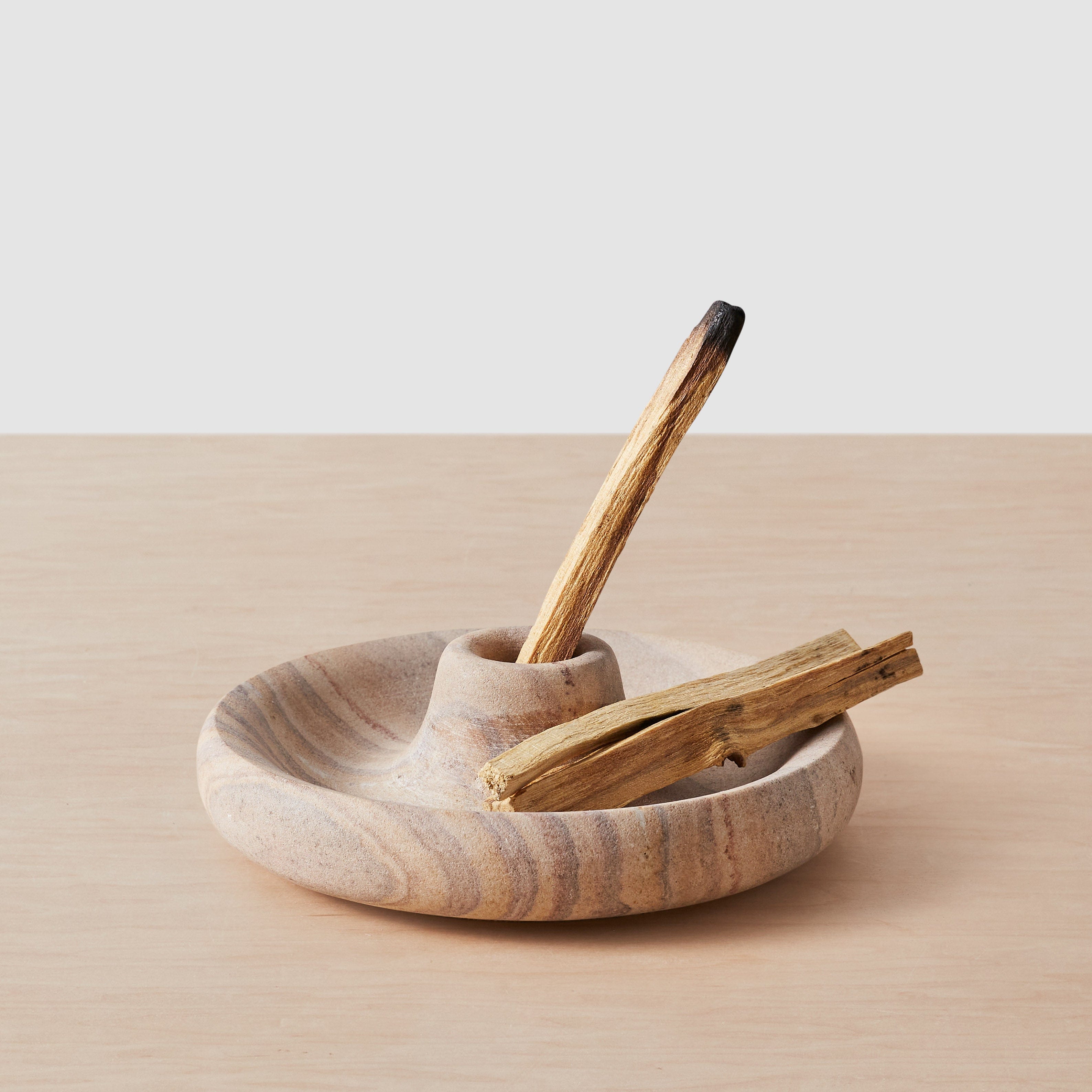 Eshana Natural Sandstone Palo Santo Set with Wooden Holder - Aromatherapy, Meditation & Spiritual Cleansing Gift for Home & Yoga Studio