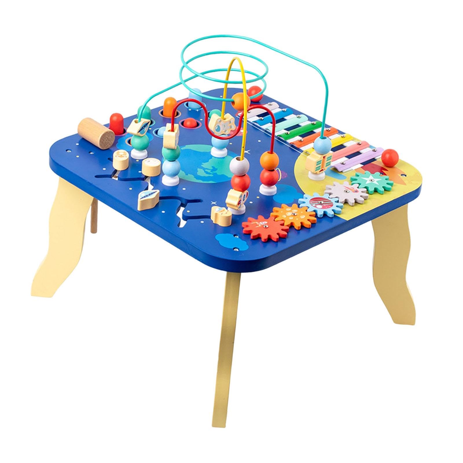 GaotKeut Wooden Activity Table - Montessori Sensory Toy with Bead Maze, Xylophone & Coordination Games for Toddlers & Kids (Boys & Girls) - Perfect for Early Learning, Playtime & Daycare Activities