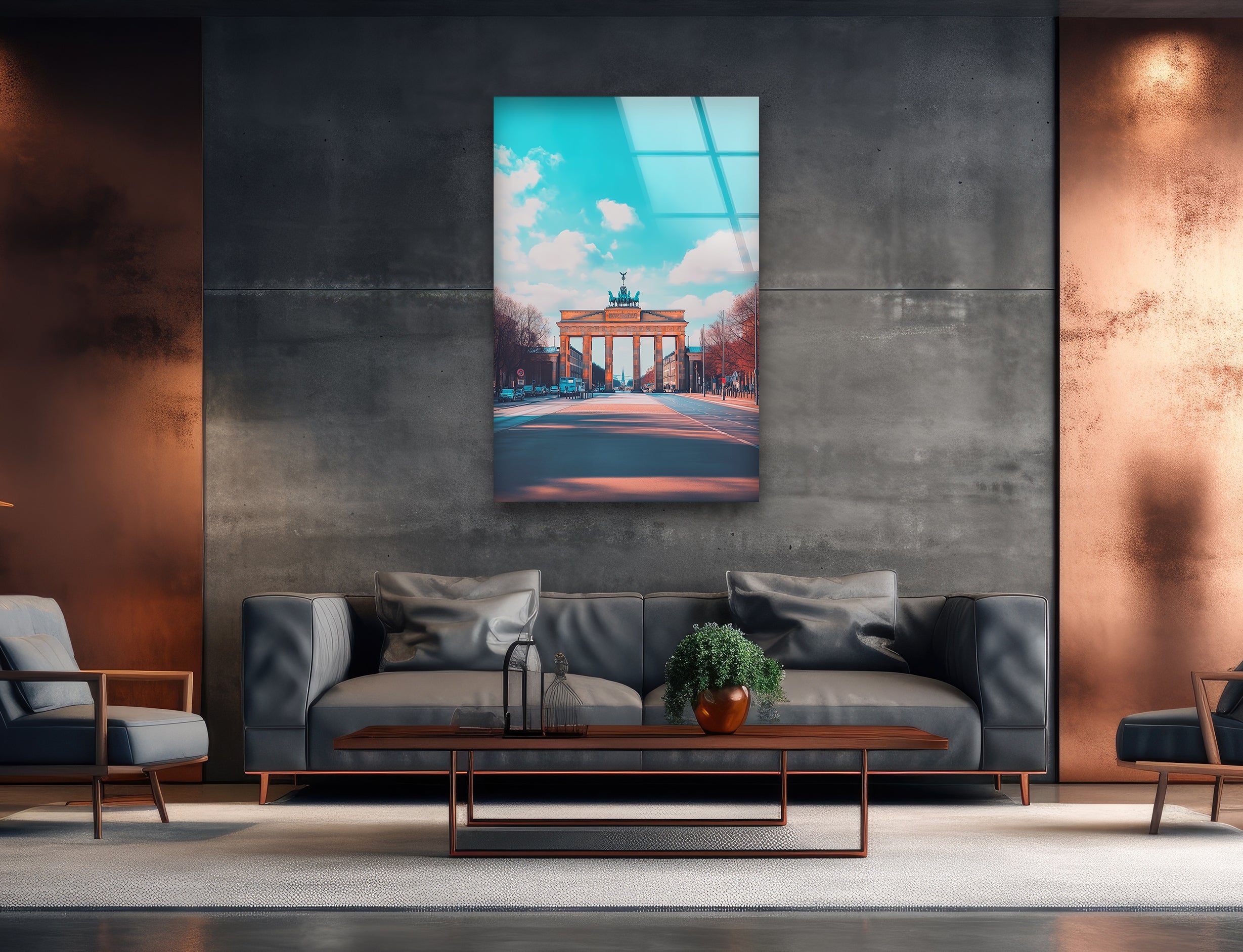 Berlin Soft Landscape Glass Wall Art - Modern Abstract Home Decor for Living Room, Bedroom & Office - Perfect for Gifts & Interior Design