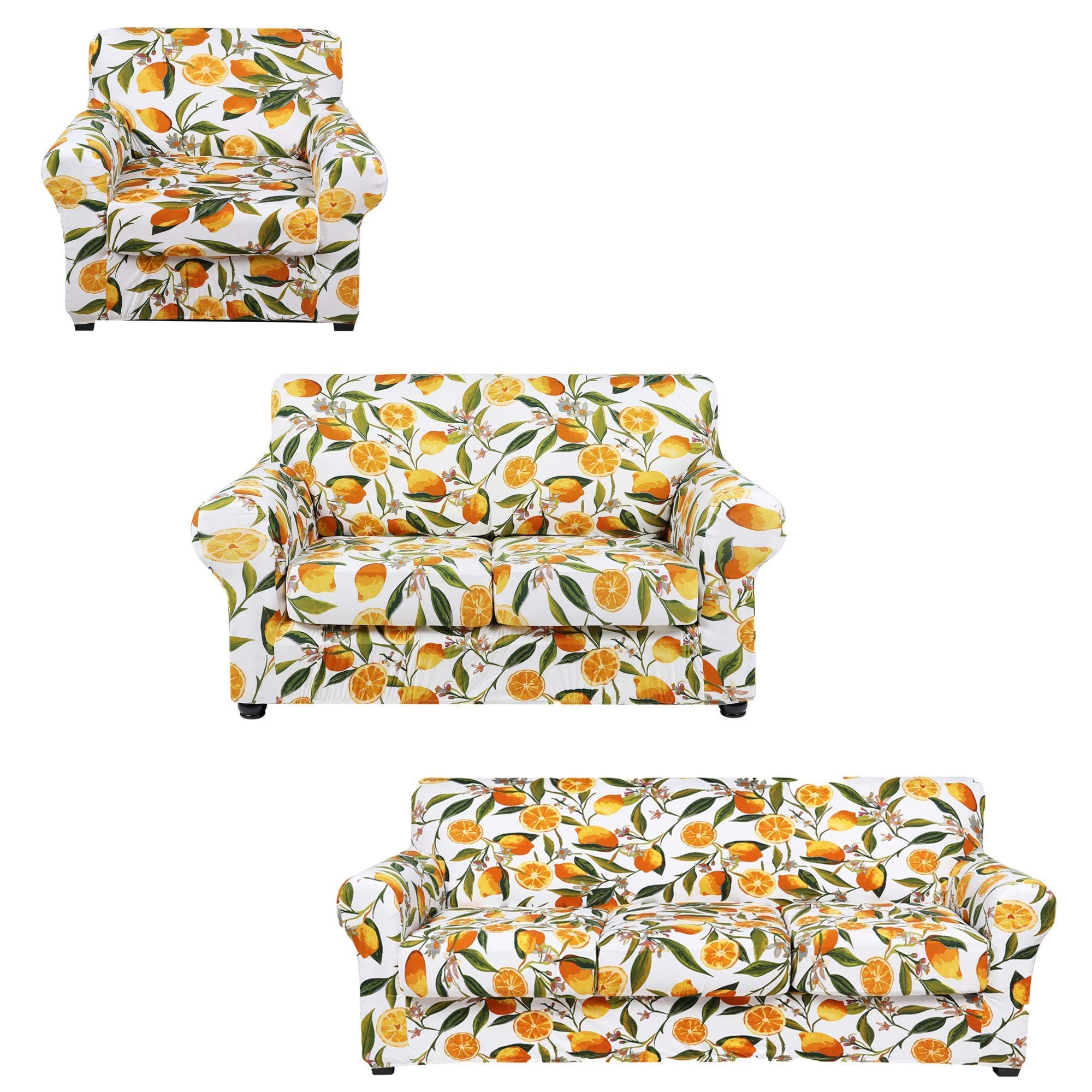 Hyha Printed Stretch Sofa Cover Set - 3 Cushion Couch Cover (72