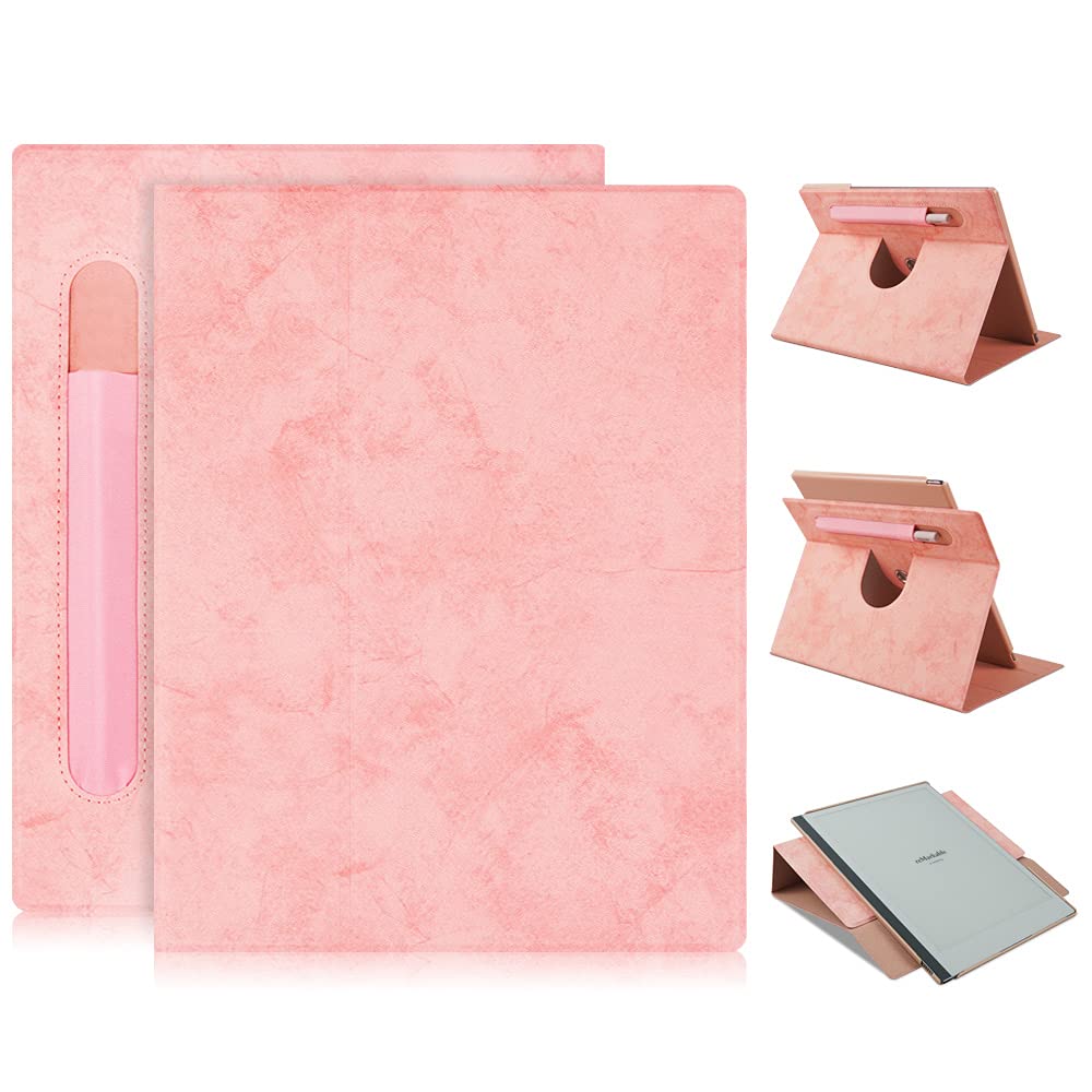 Premium Rotating Case for reMarkable 2 Paper Tablet - Protective Cover with Pen Holder & Stand Function - Pink - Perfect for Note-Taking, Drawing & Business Professionals