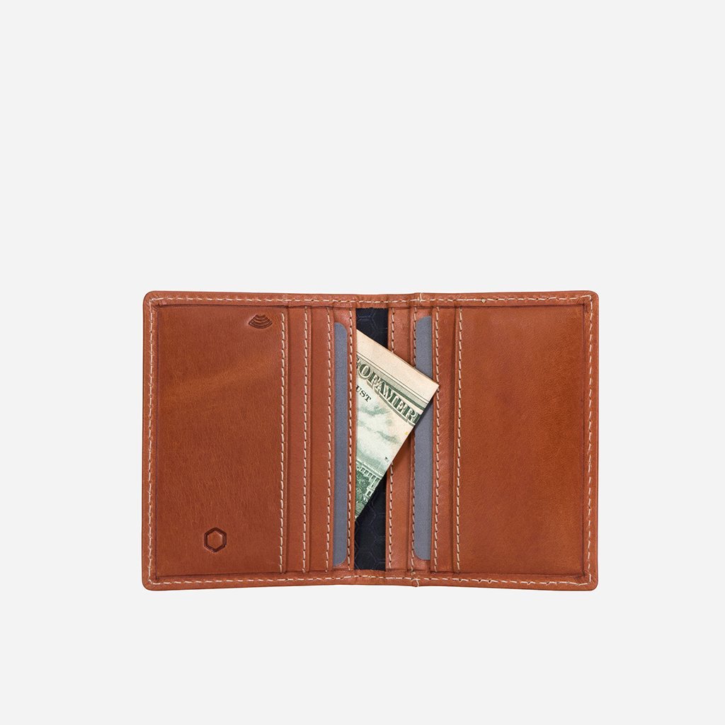 Jekyll & Hide Roma Slim Bifold Card Holder Wallet for Men - Genuine Leather RFID Blocking - Tan Brown | Perfect for Everyday Carry, Business Cards & Minimalist Lifestyle