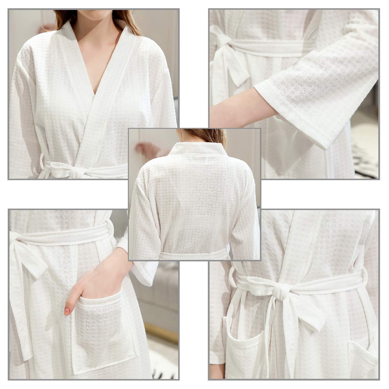 Men's Kimono Waffle Shawl Collar Bathrobe - Women's Soft Dressing Gown & Unisex Sleepwear - Cozy Spa Robe for Relaxation at Home, Hotel, or After Shower
