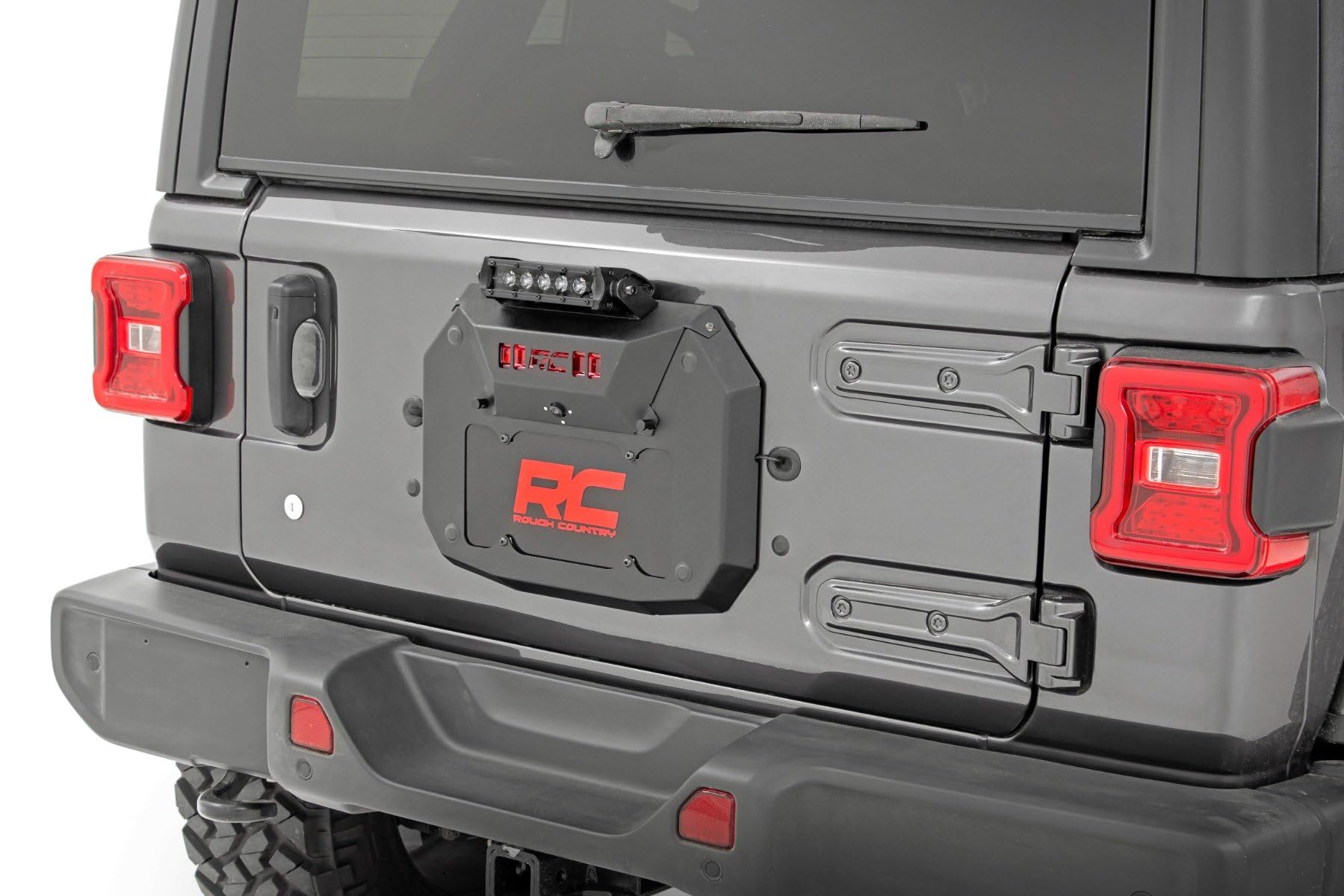 Rough Country LED Spare Tire Carrier Delete Kit for 2018-2024 Jeep Wrangler JL & Gladiator - Heavy Duty Off-Road Accessories - Perfect for Jeep Modifications & Trail Adventures